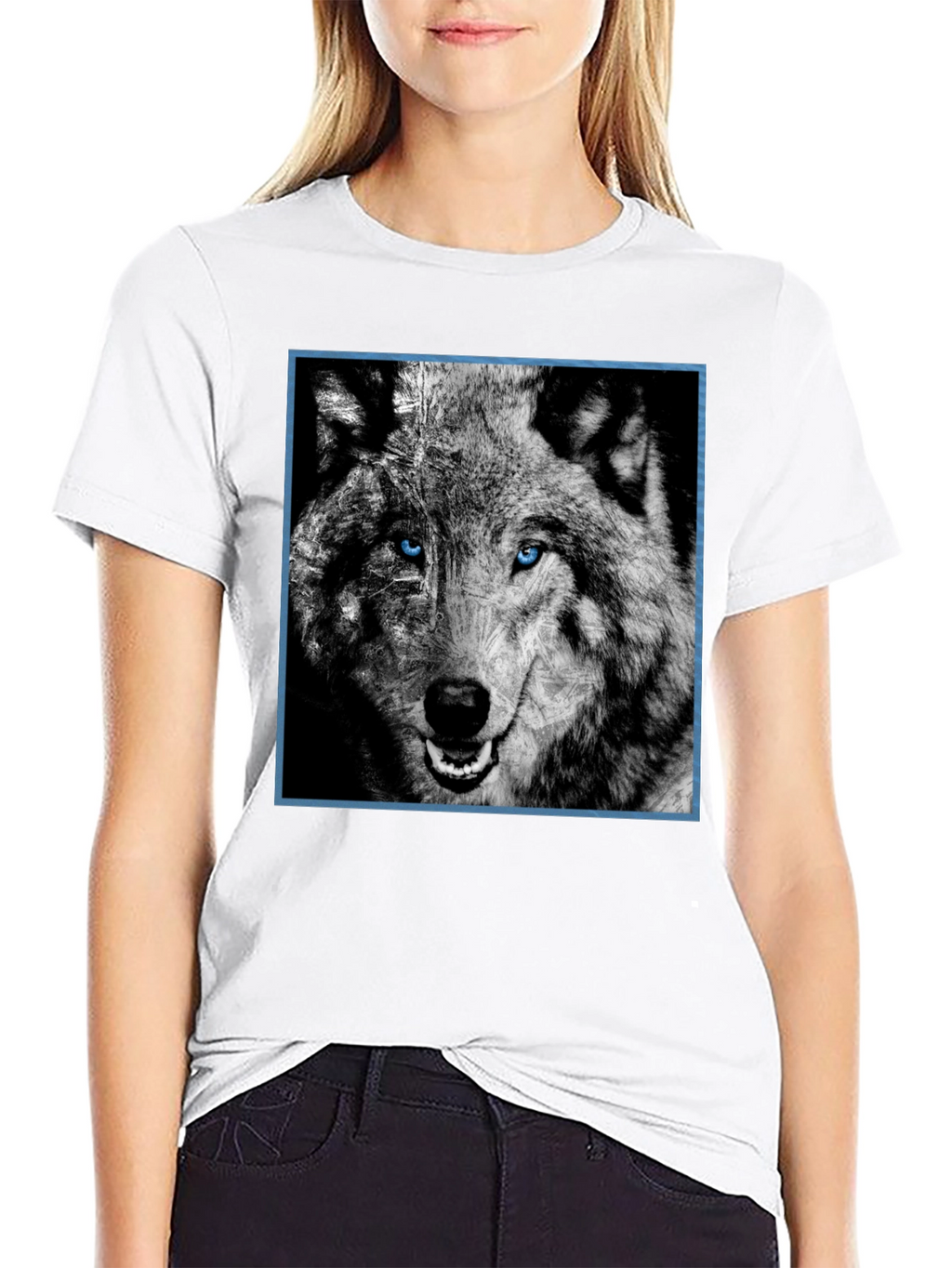 Wolf Graphic Tee - Blue Eyed Wolf Design
