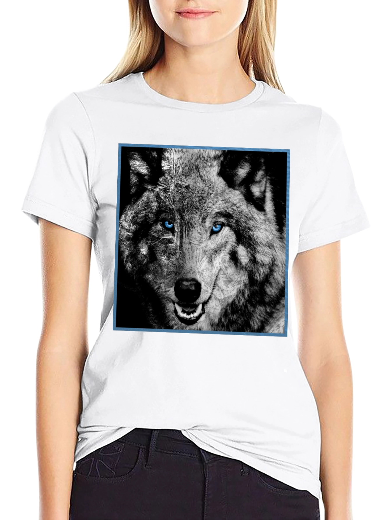 Wolf Graphic Tee - Blue Eyed Wolf Design