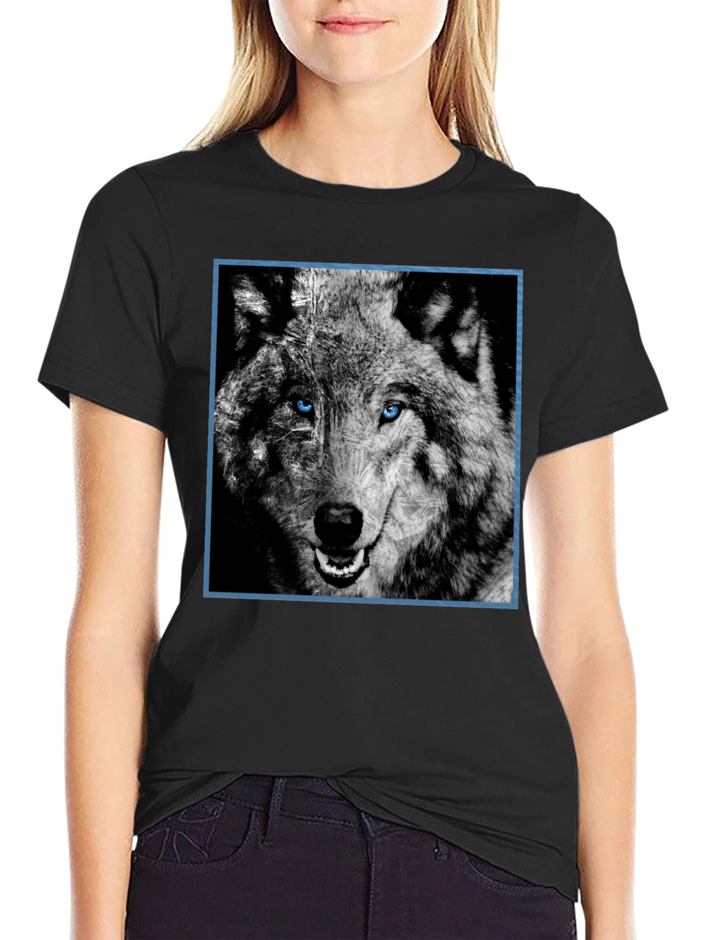 Wolf Graphic Tee - Blue Eyed Wolf Design