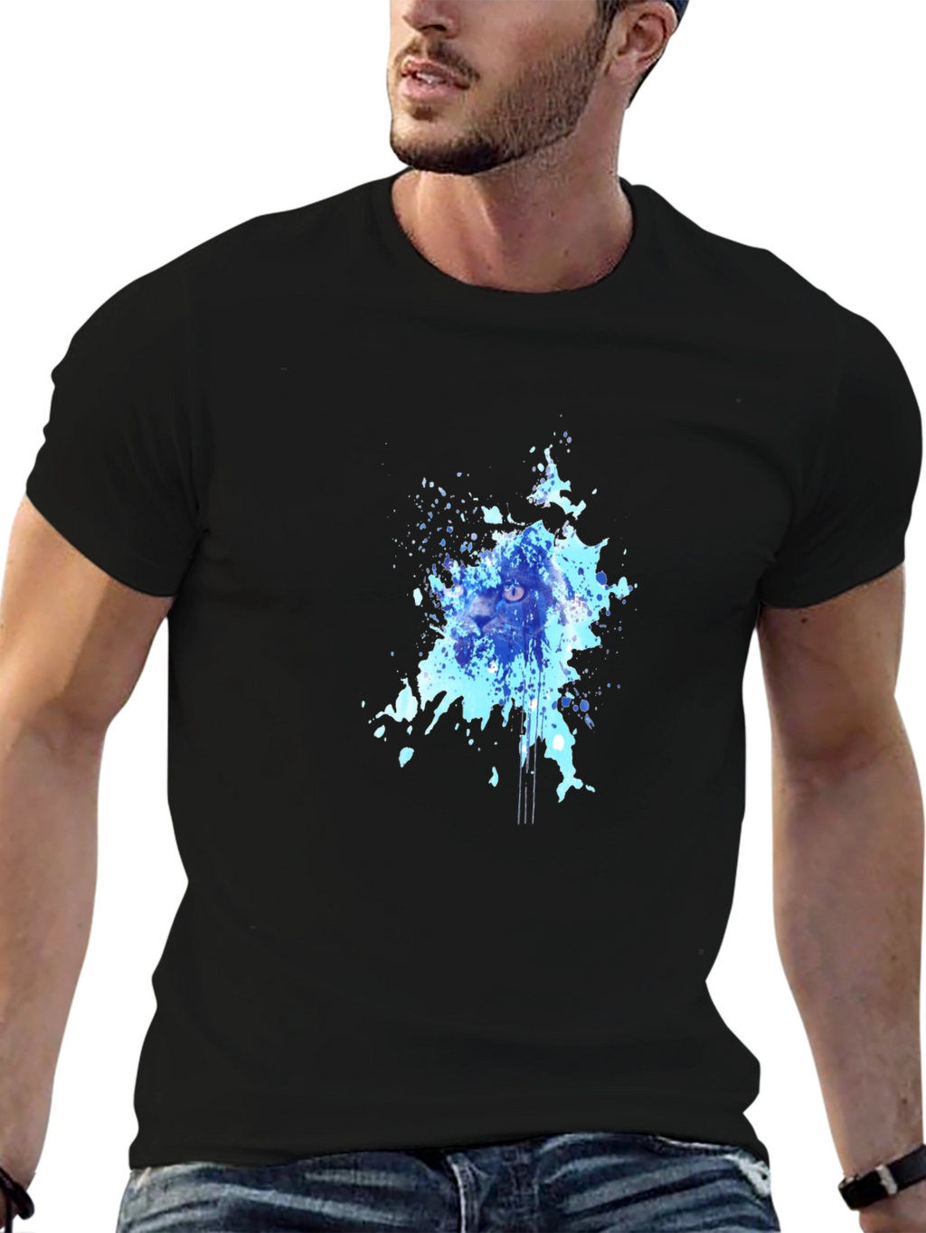 Abstract Cat Splash Tee - Black