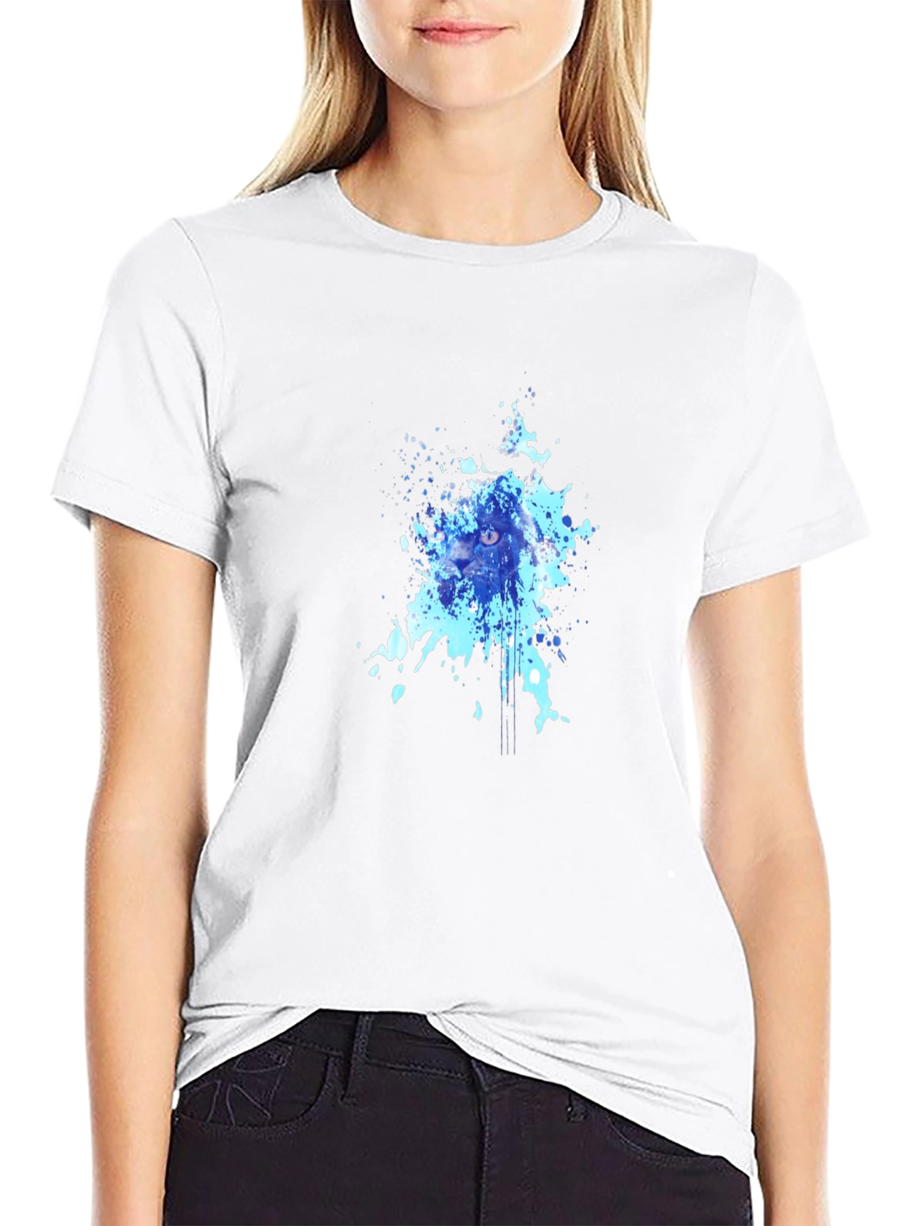 Abstract Cat Splash Tee - Black