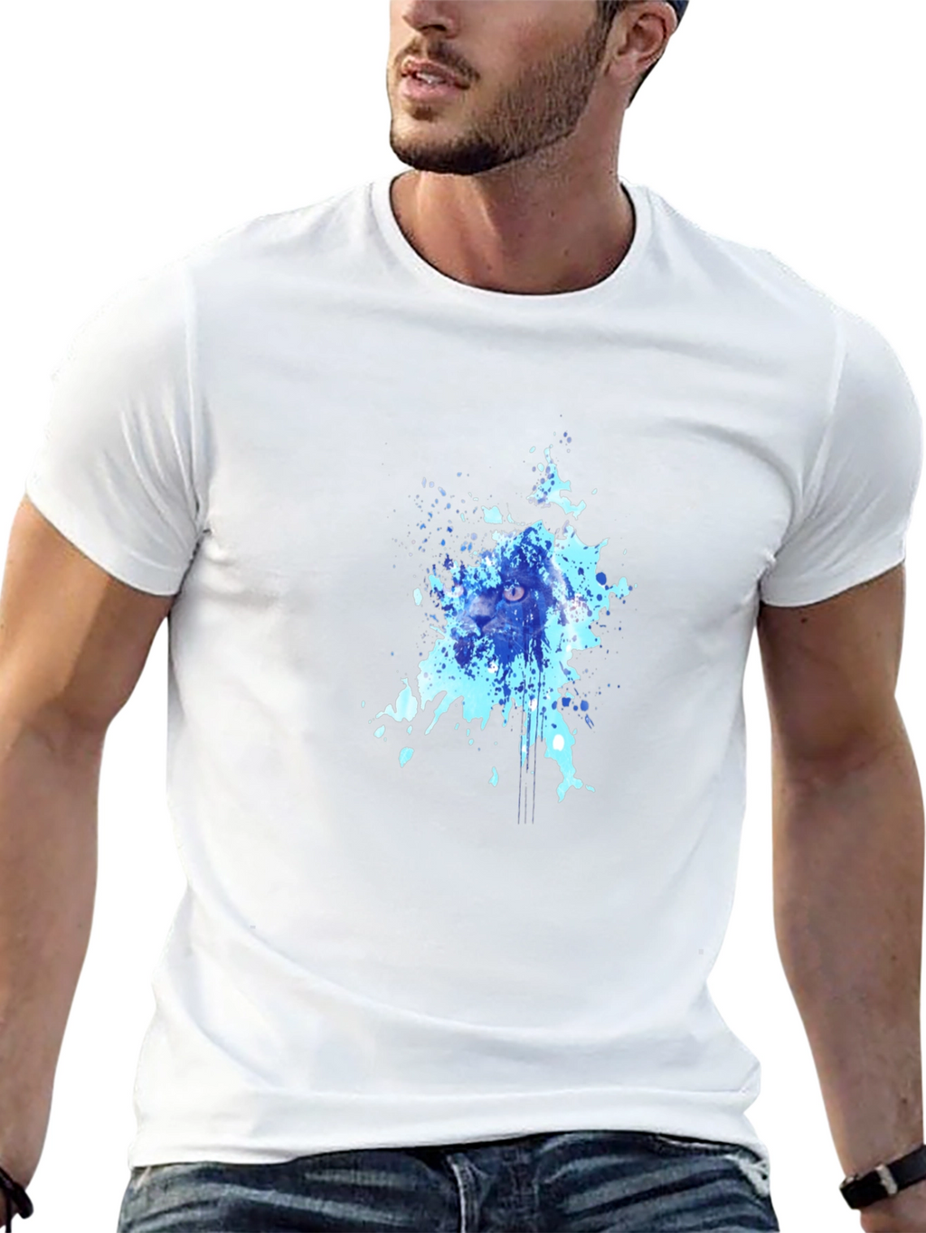 Abstract Cat Splash Tee - Black