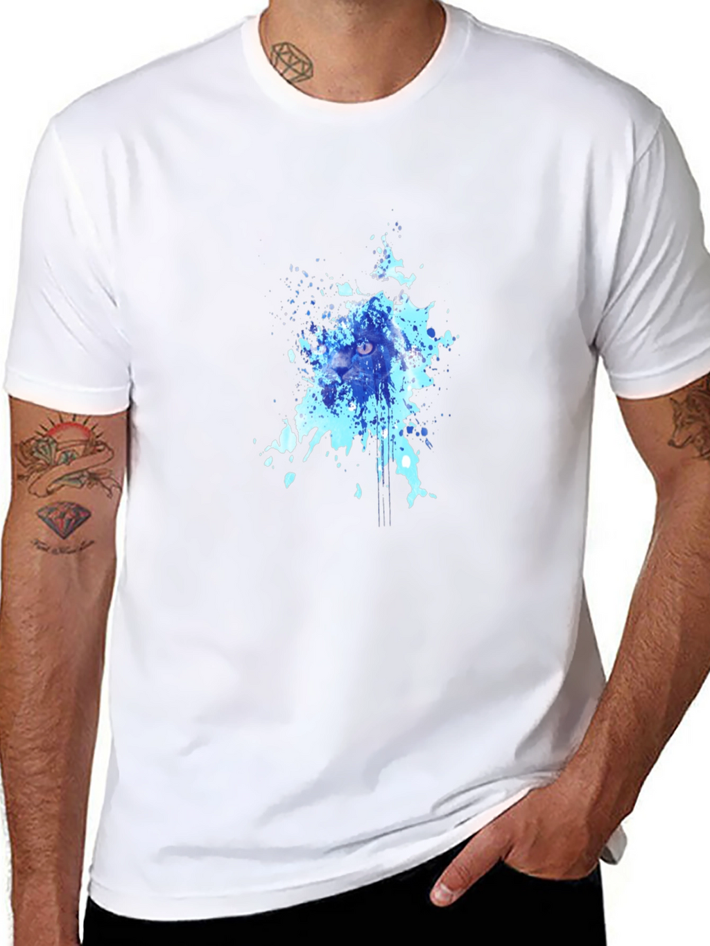 Abstract Cat Splash Tee - Black