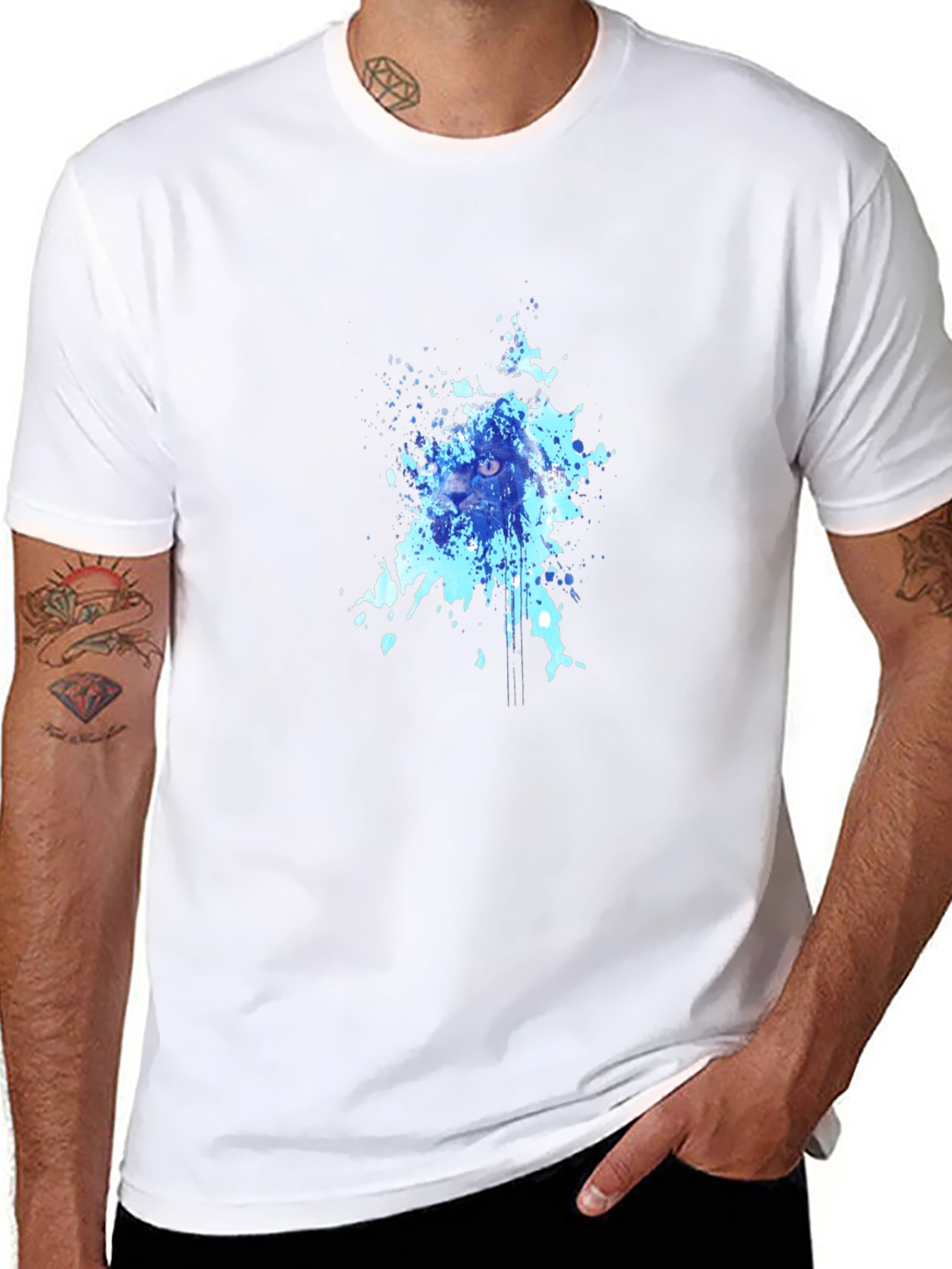 Abstract Cat Splash Tee - Black