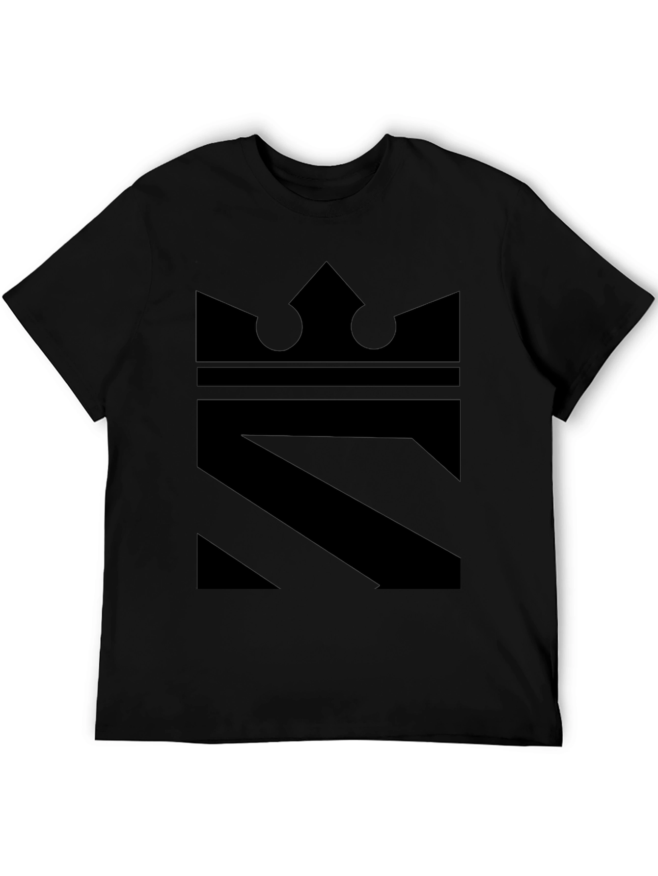 Crown Graphic Tee - Mens Black Stylish Crew Neck