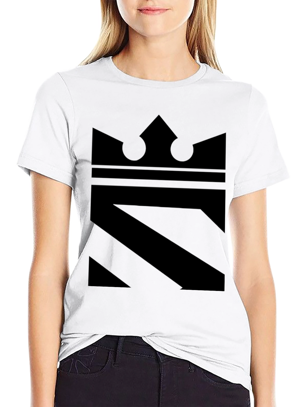 Crown Graphic Tee - Mens Black Stylish Crew Neck