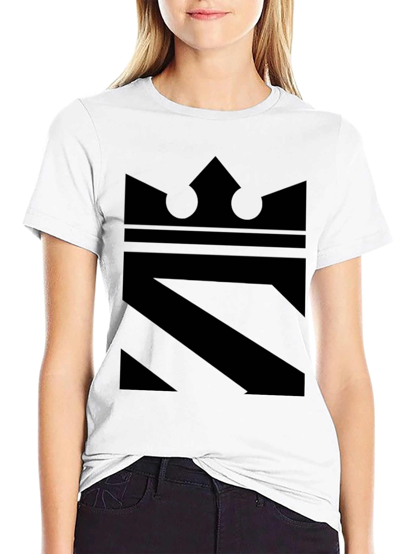 Crown Graphic Tee - Mens Black Stylish Crew Neck