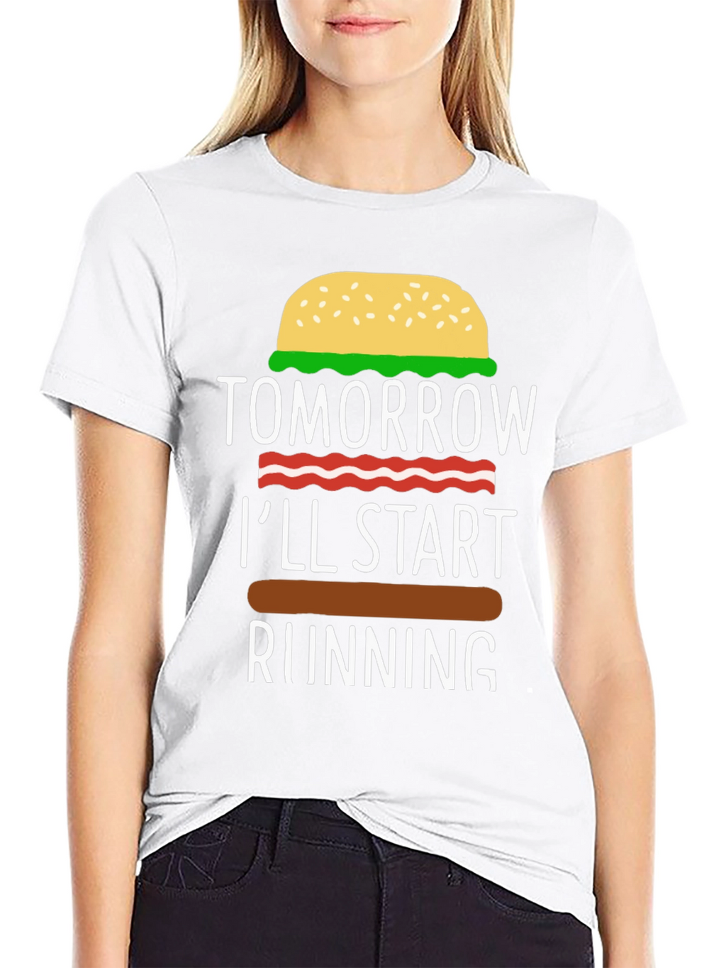 Humorous Tomorrow Ill Start Running Burger T-Shirt
