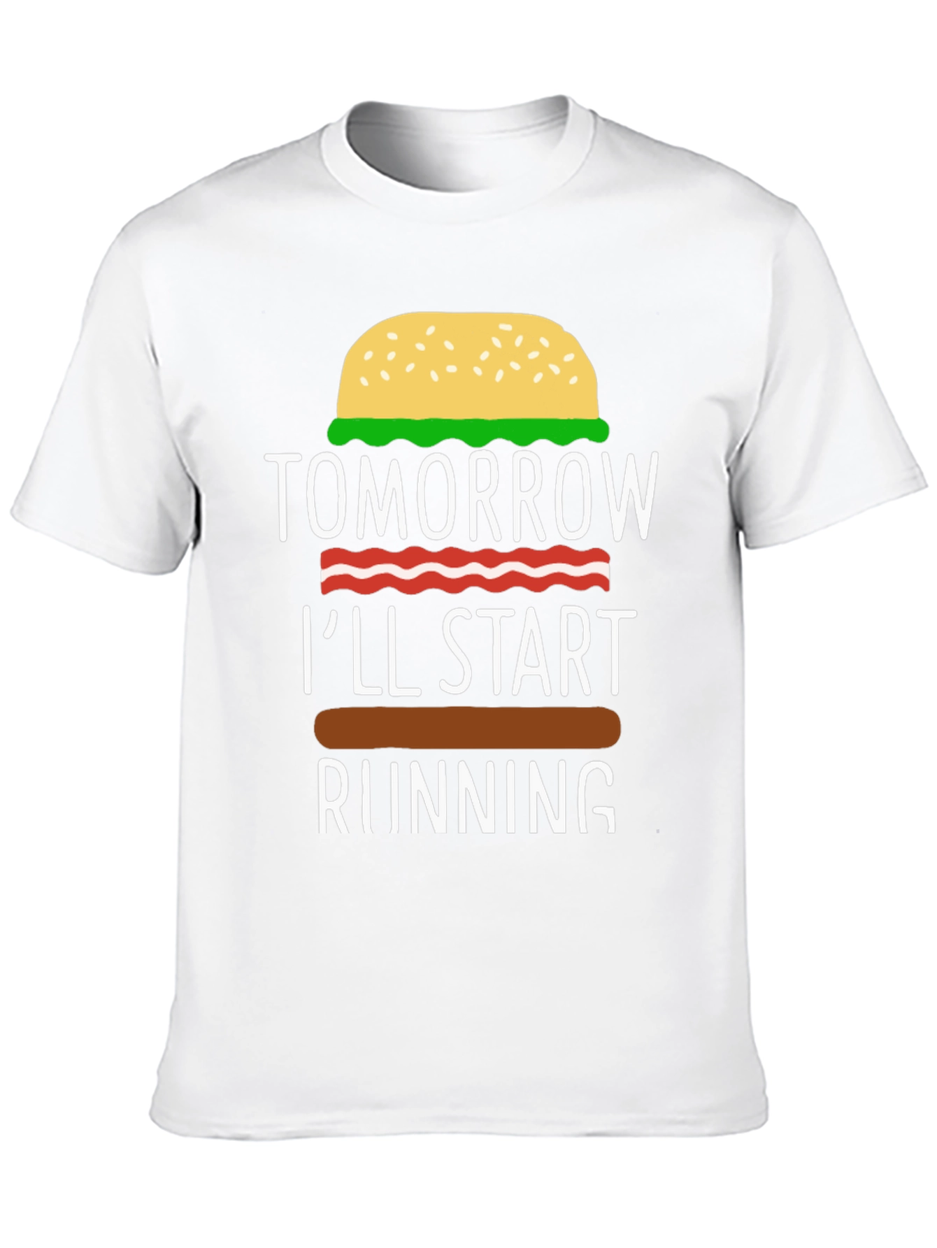 Humorous Tomorrow Ill Start Running Burger T-Shirt