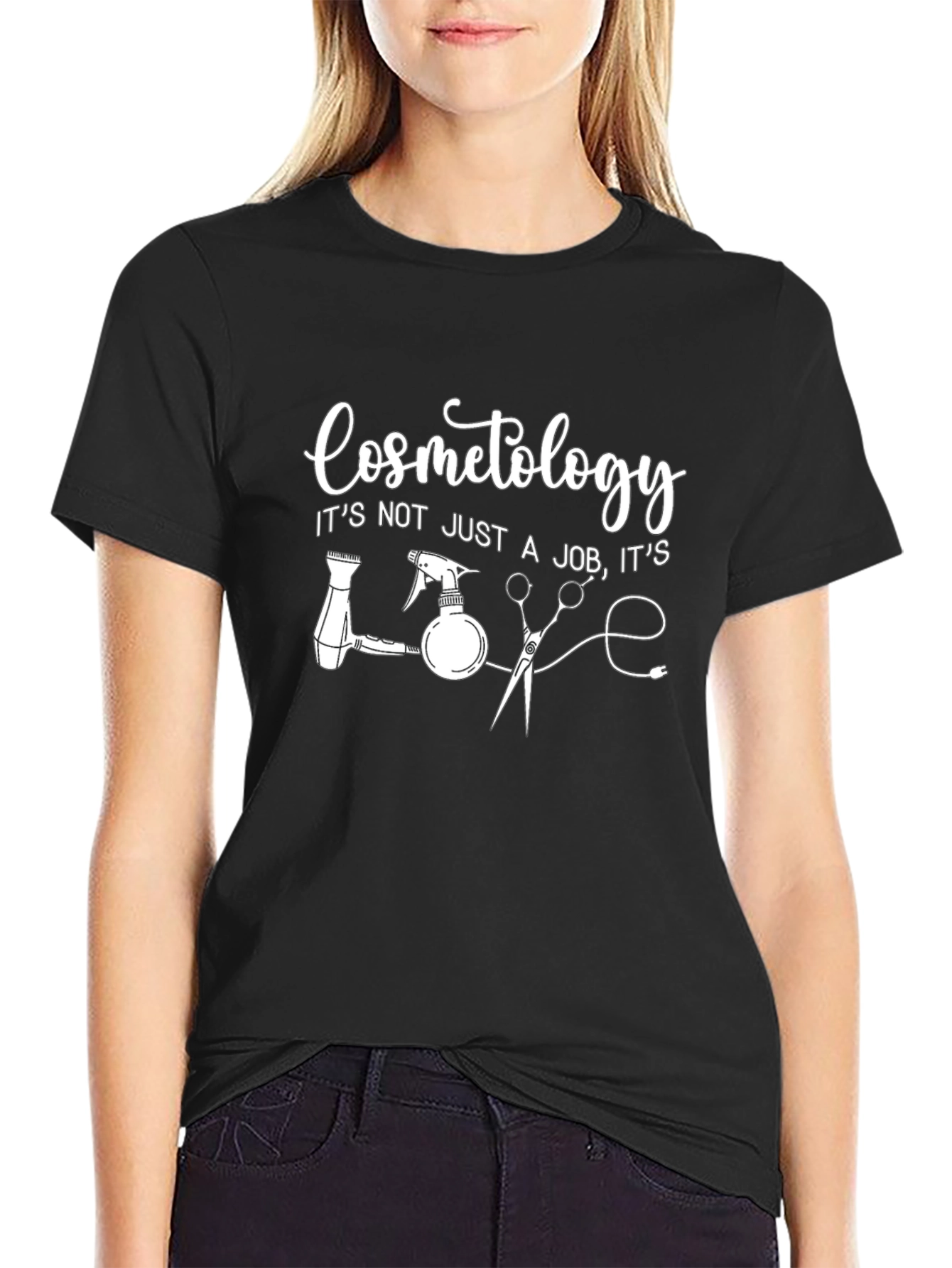 Cosmetology Love Graphic Tee - Black