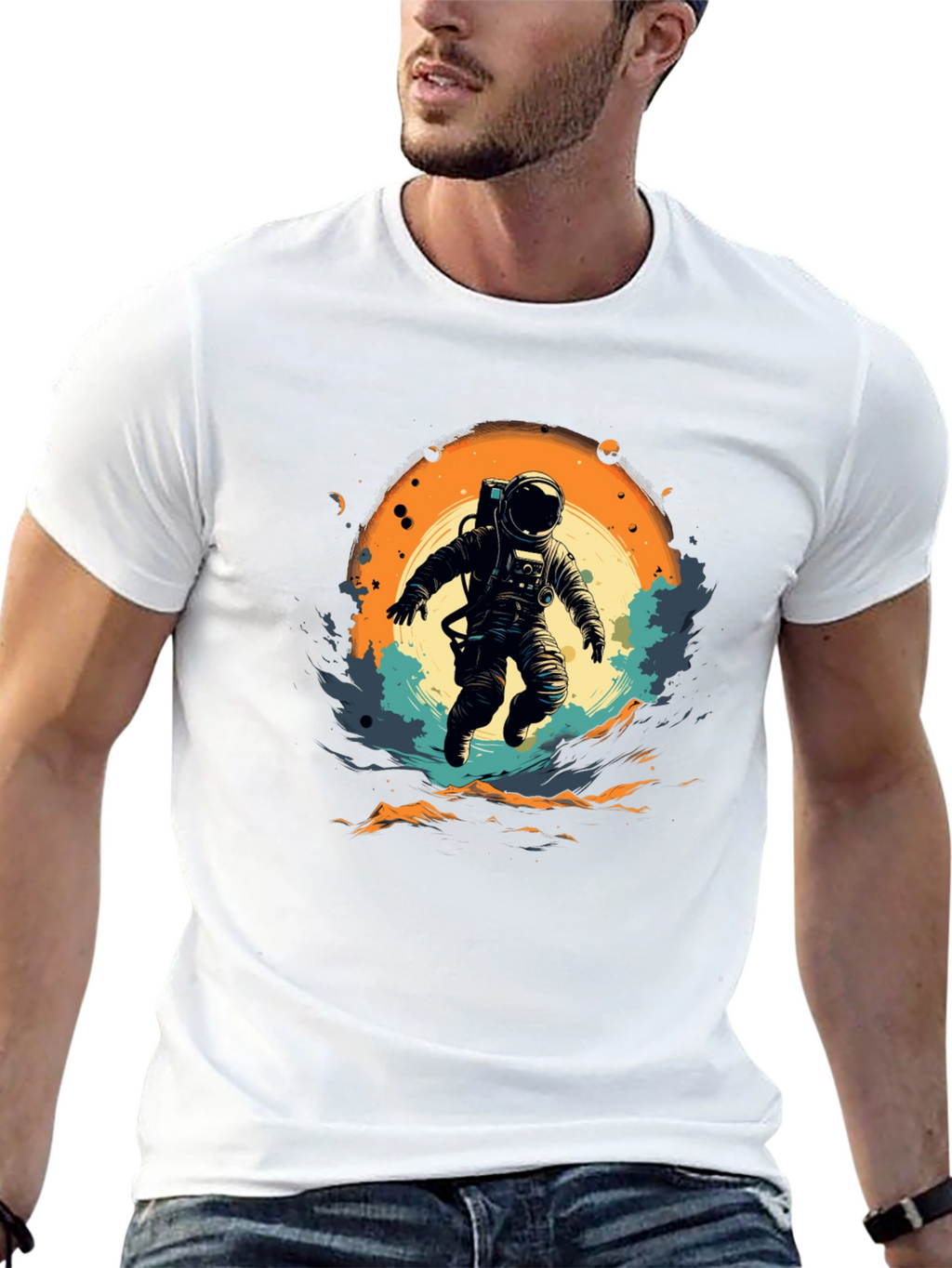 Astronaut in Space Graphic T-Shirt - Black