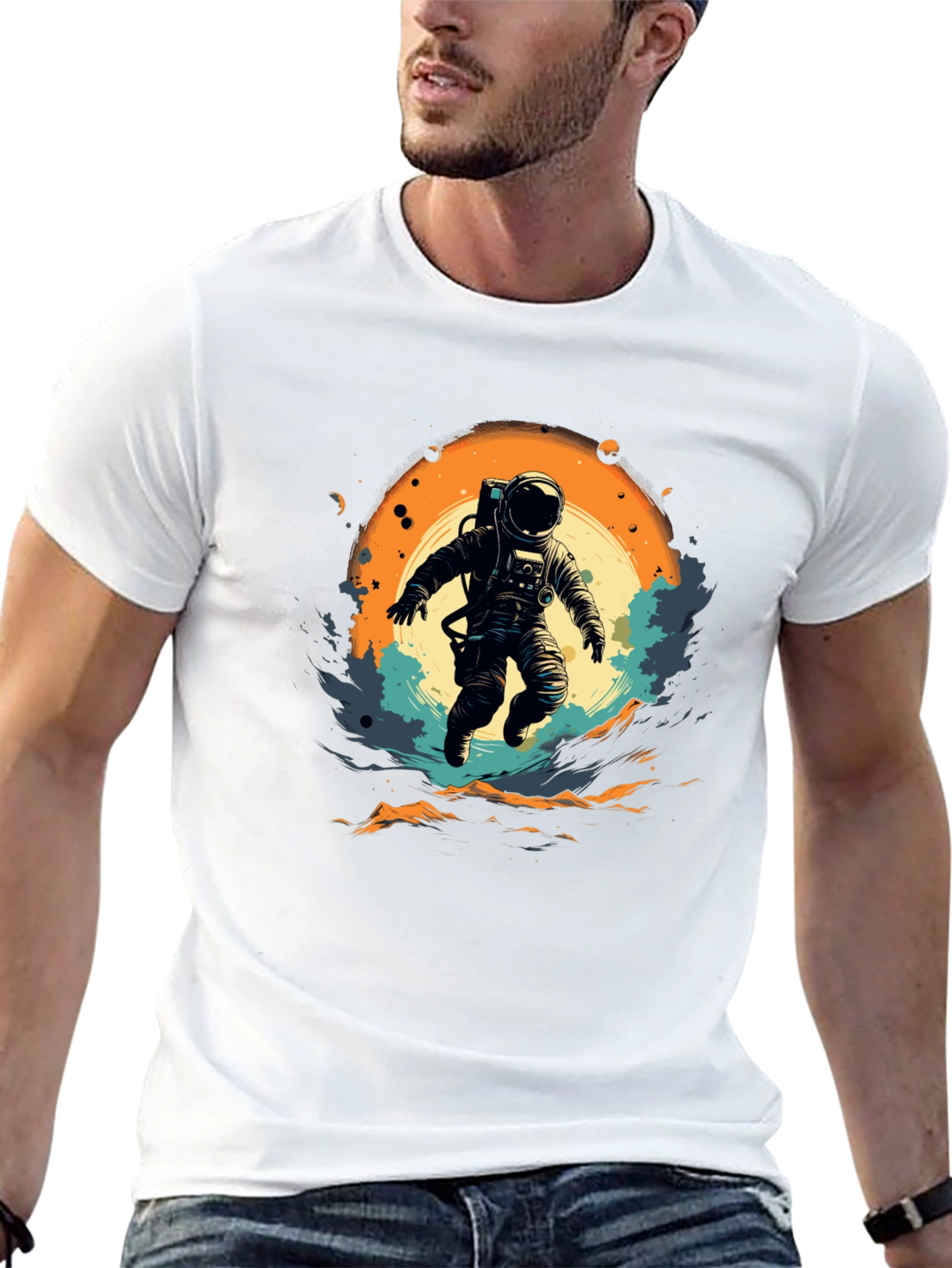 Astronaut in Space Graphic T-Shirt - Black