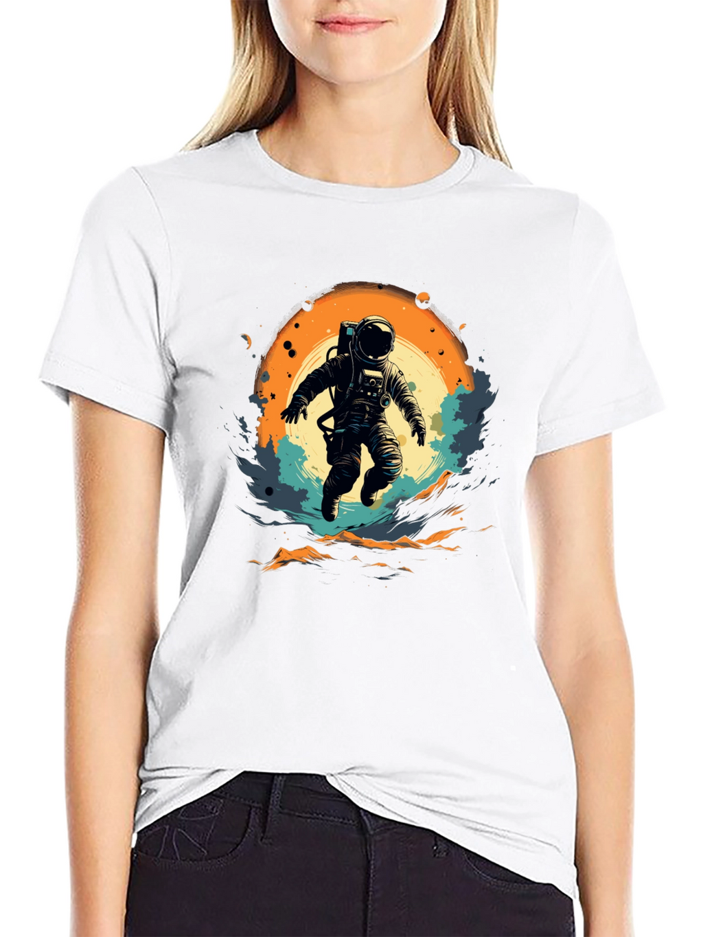 Astronaut in Space Graphic T-Shirt - Black