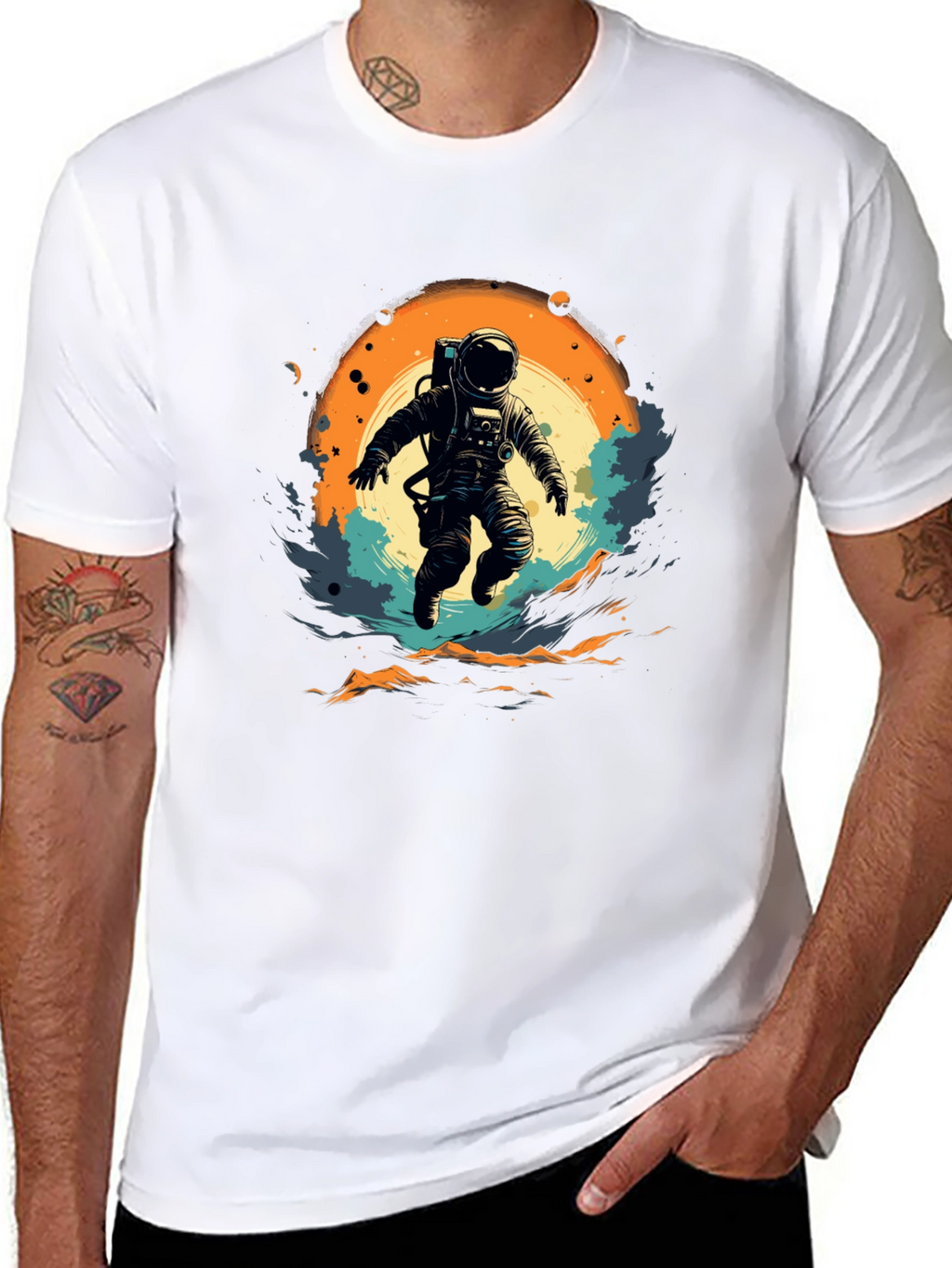 Astronaut in Space Graphic T-Shirt - Black
