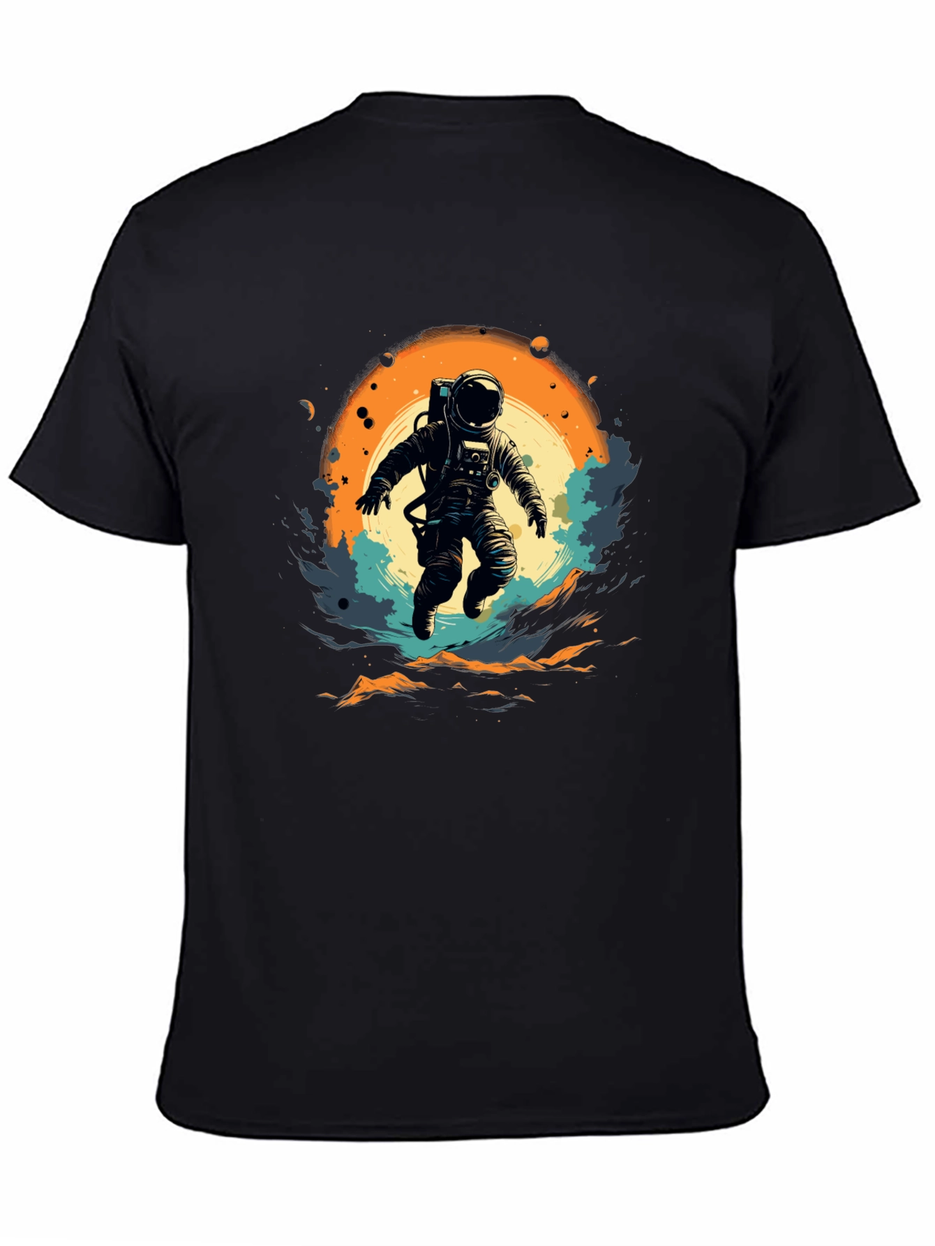 Astronaut in Space Graphic T-Shirt - Black