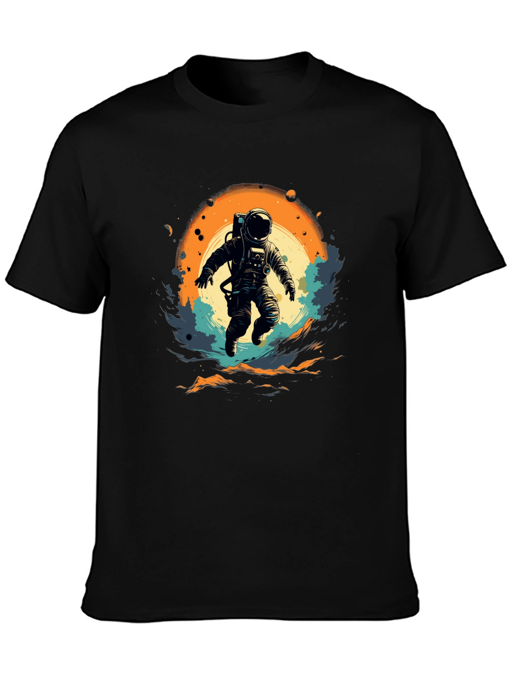 Astronaut in Space Graphic T-Shirt - Black