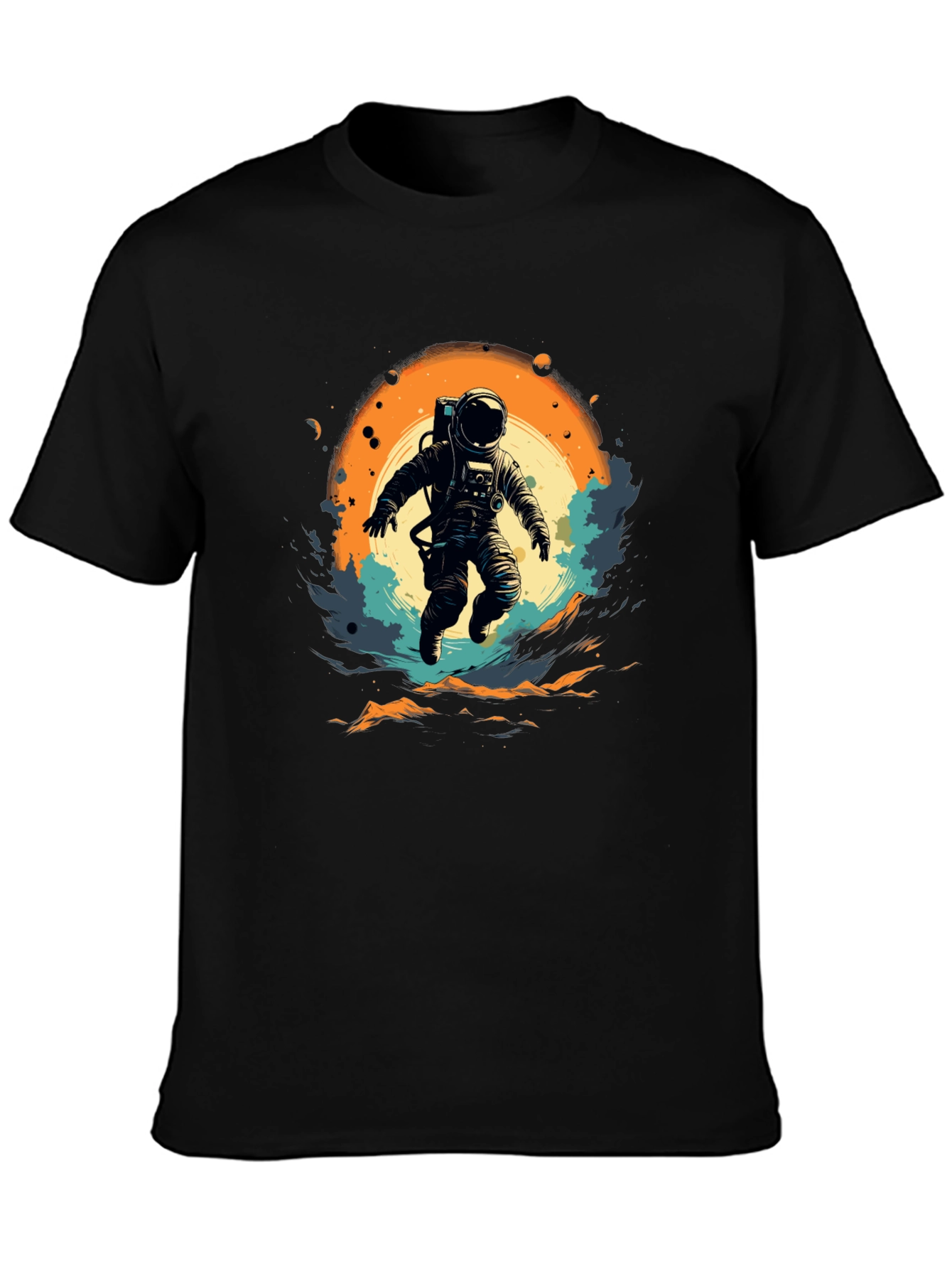 Astronaut in Space Graphic T-Shirt - Black