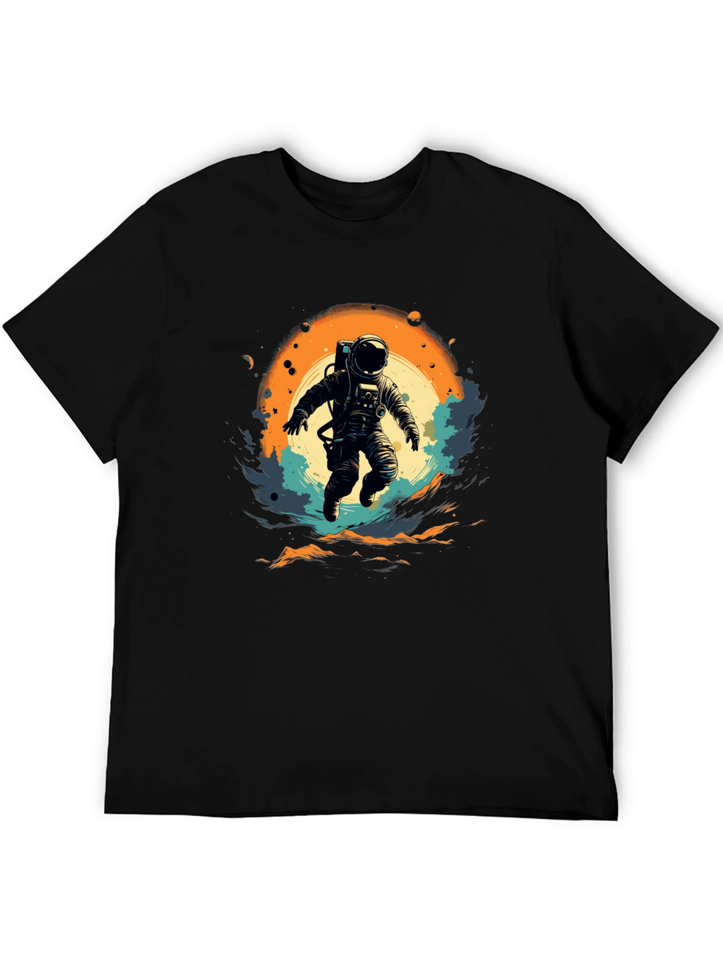 Astronaut in Space Graphic T-Shirt - Black