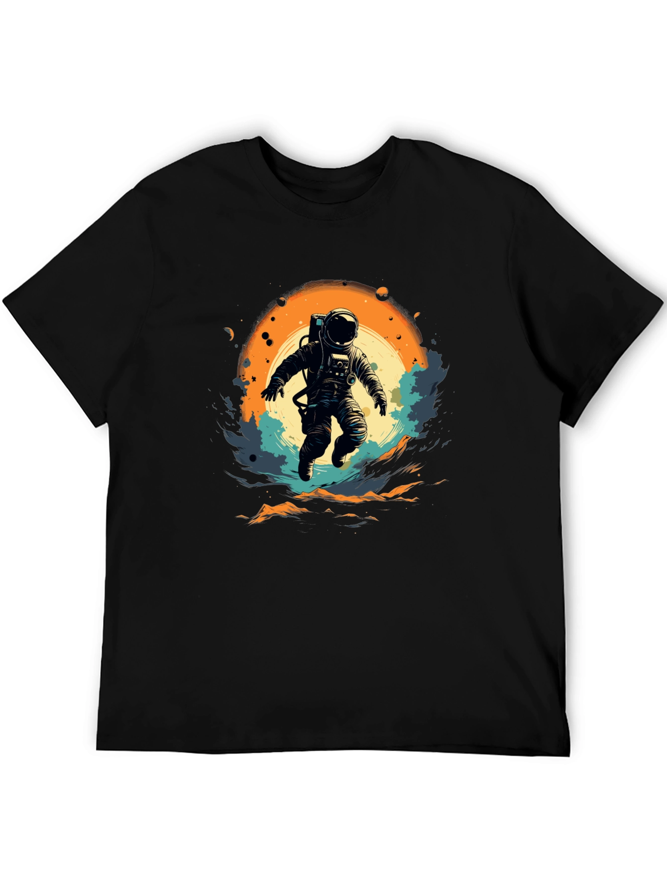 Astronaut in Space Graphic T-Shirt - Black
