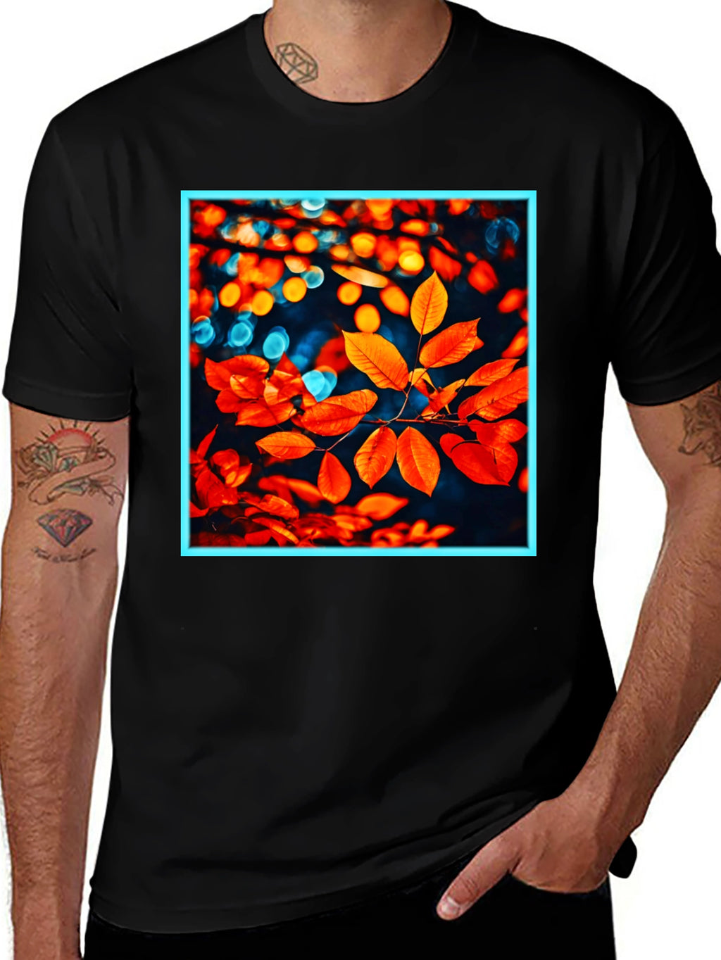 Autumn Leaves Graphic Tee - Stylish Nature Print