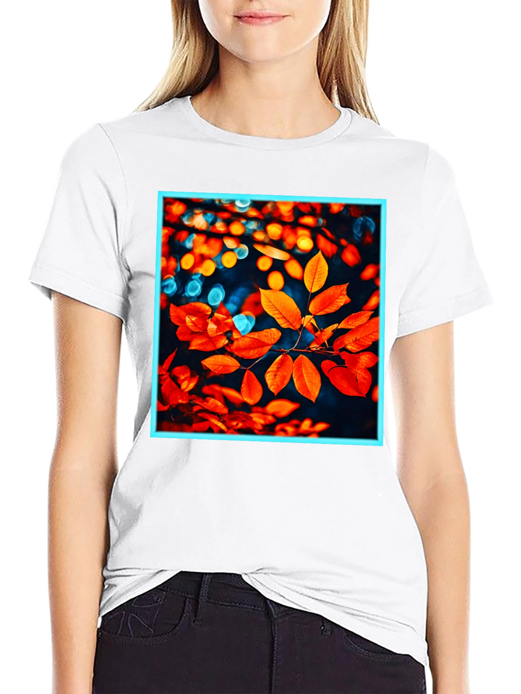 Autumn Leaves Graphic Tee - Stylish Nature Print