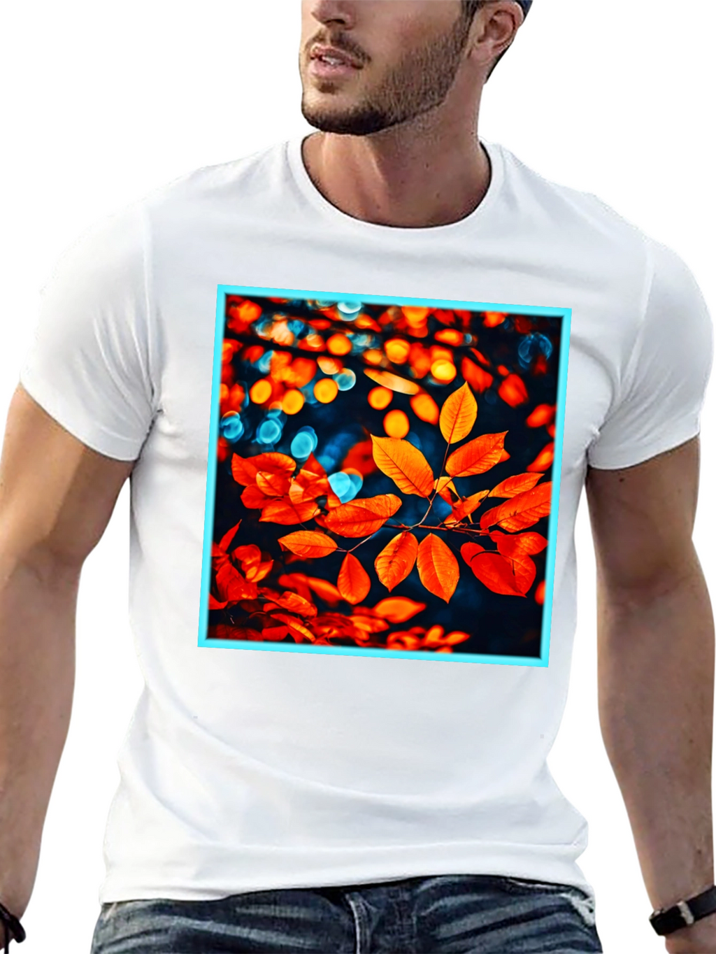 Autumn Leaves Graphic Tee - Stylish Nature Print