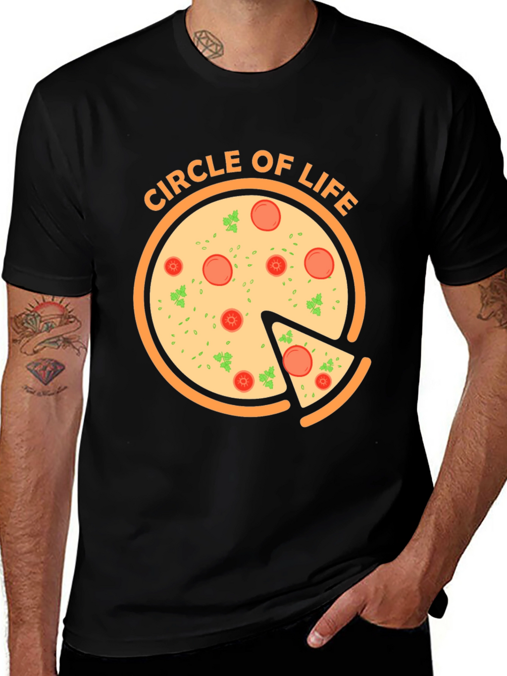 Circle of Life Pizza Graphic T-Shirt