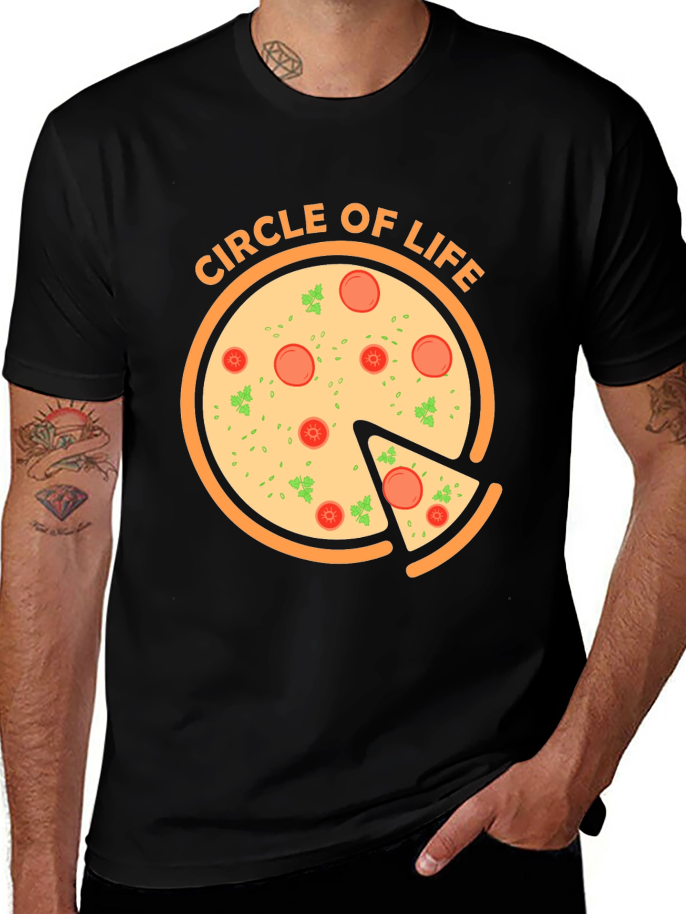 Circle of Life Pizza Graphic T-Shirt