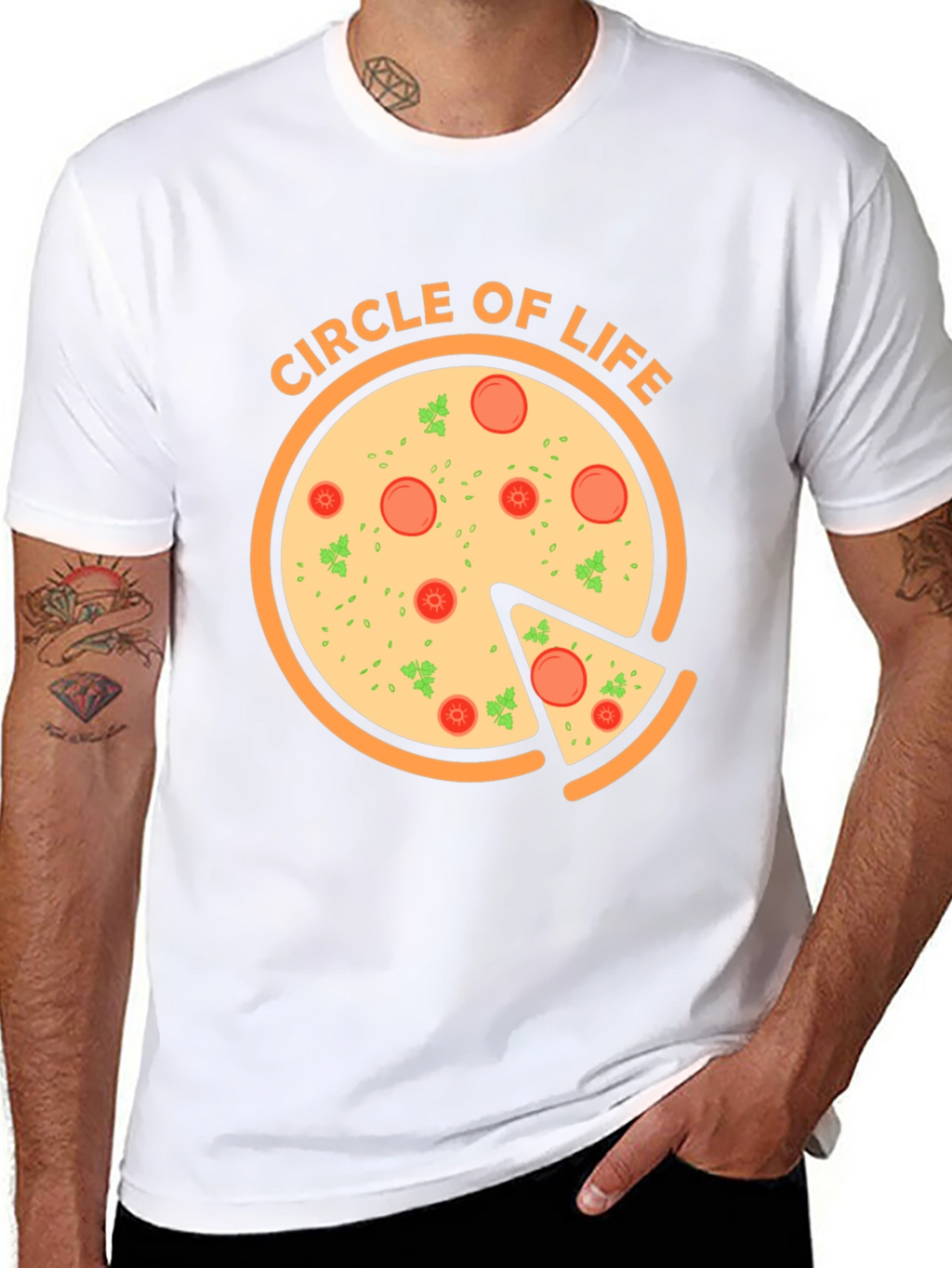 Circle of Life Pizza Graphic T-Shirt