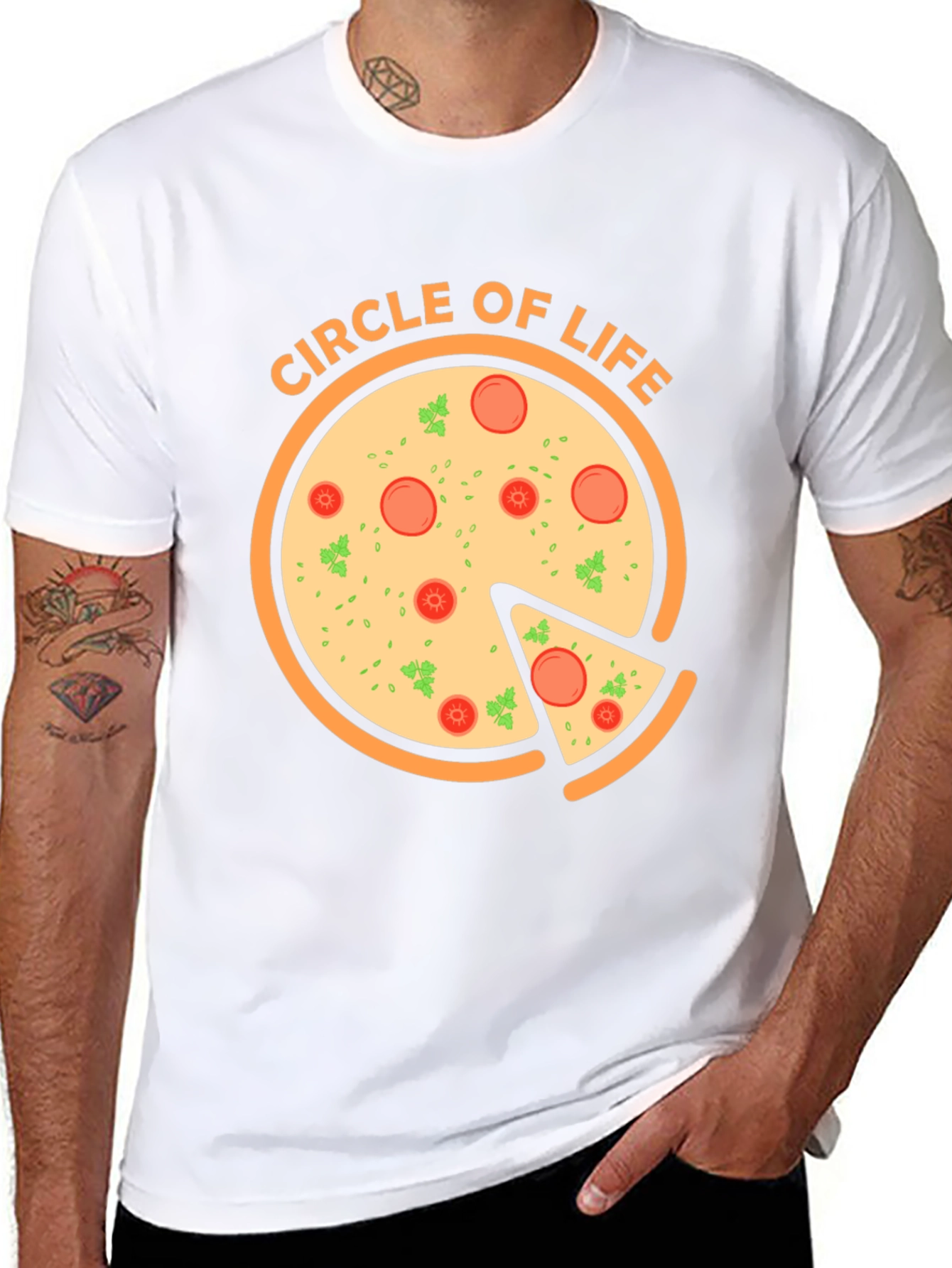 Circle of Life Pizza Graphic T-Shirt