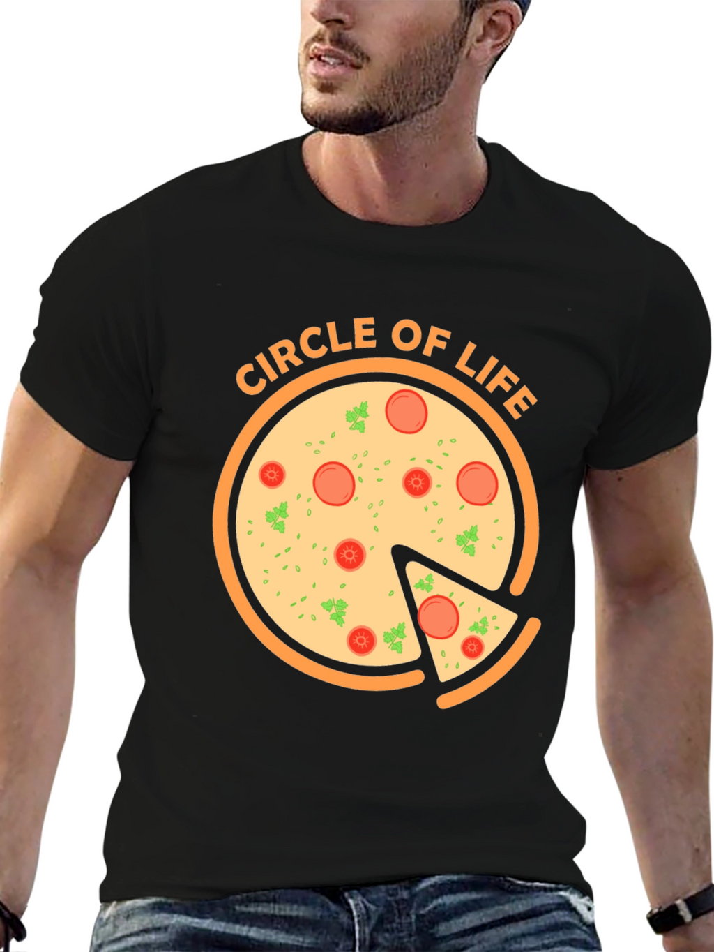 Circle of Life Pizza Graphic T-Shirt