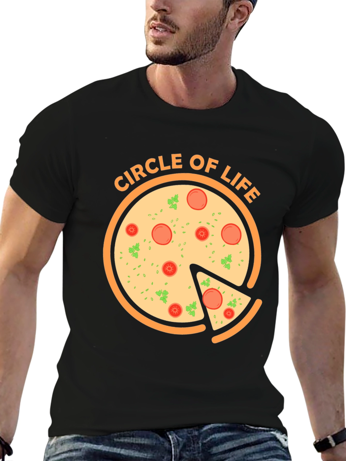 Circle of Life Pizza Graphic T-Shirt