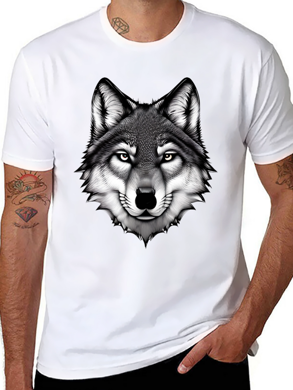 Wolf Graphic Tee - Bold Animal Print Black T-Shirt