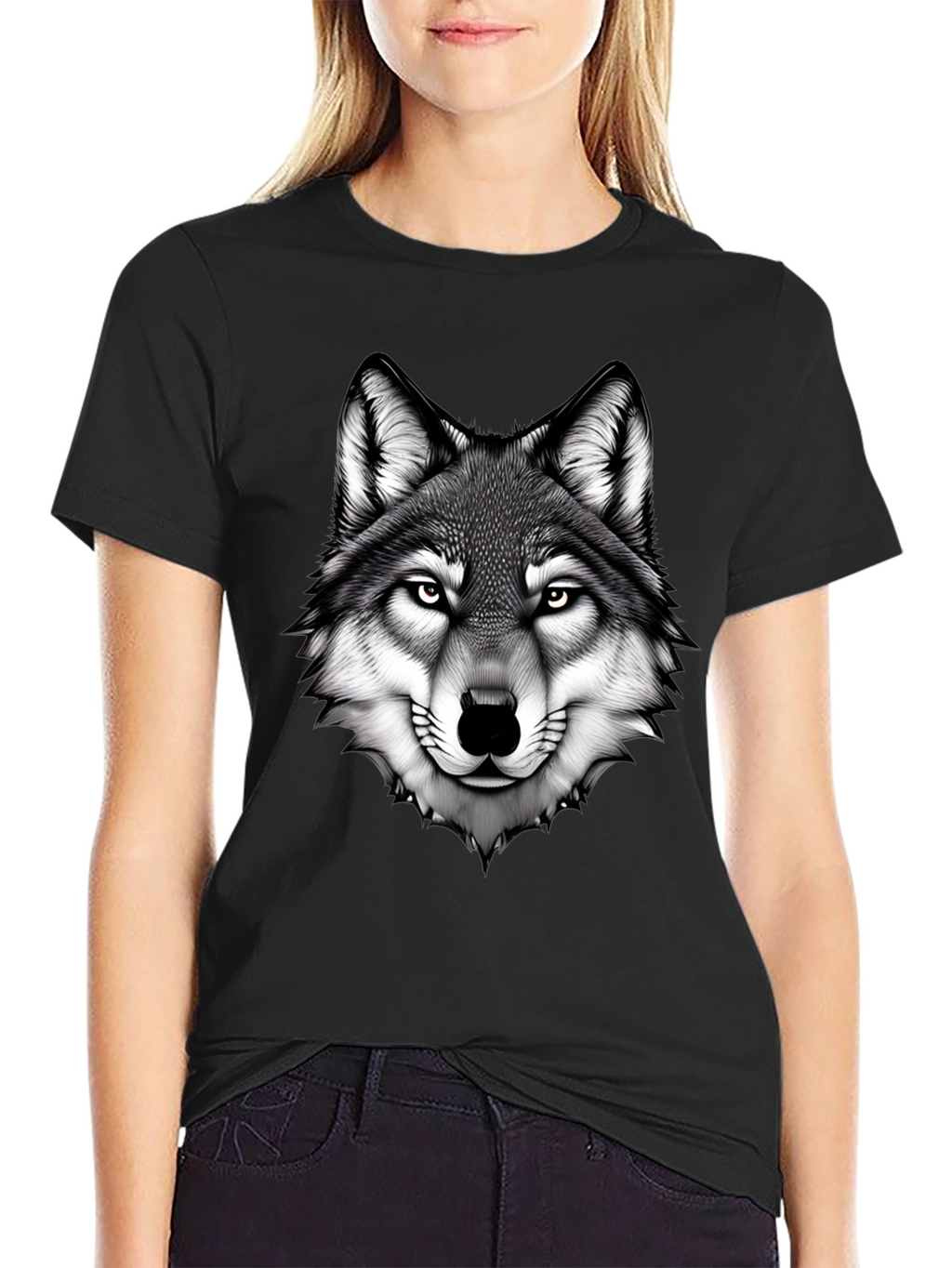 Wolf Graphic Tee - Bold Animal Print Black T-Shirt