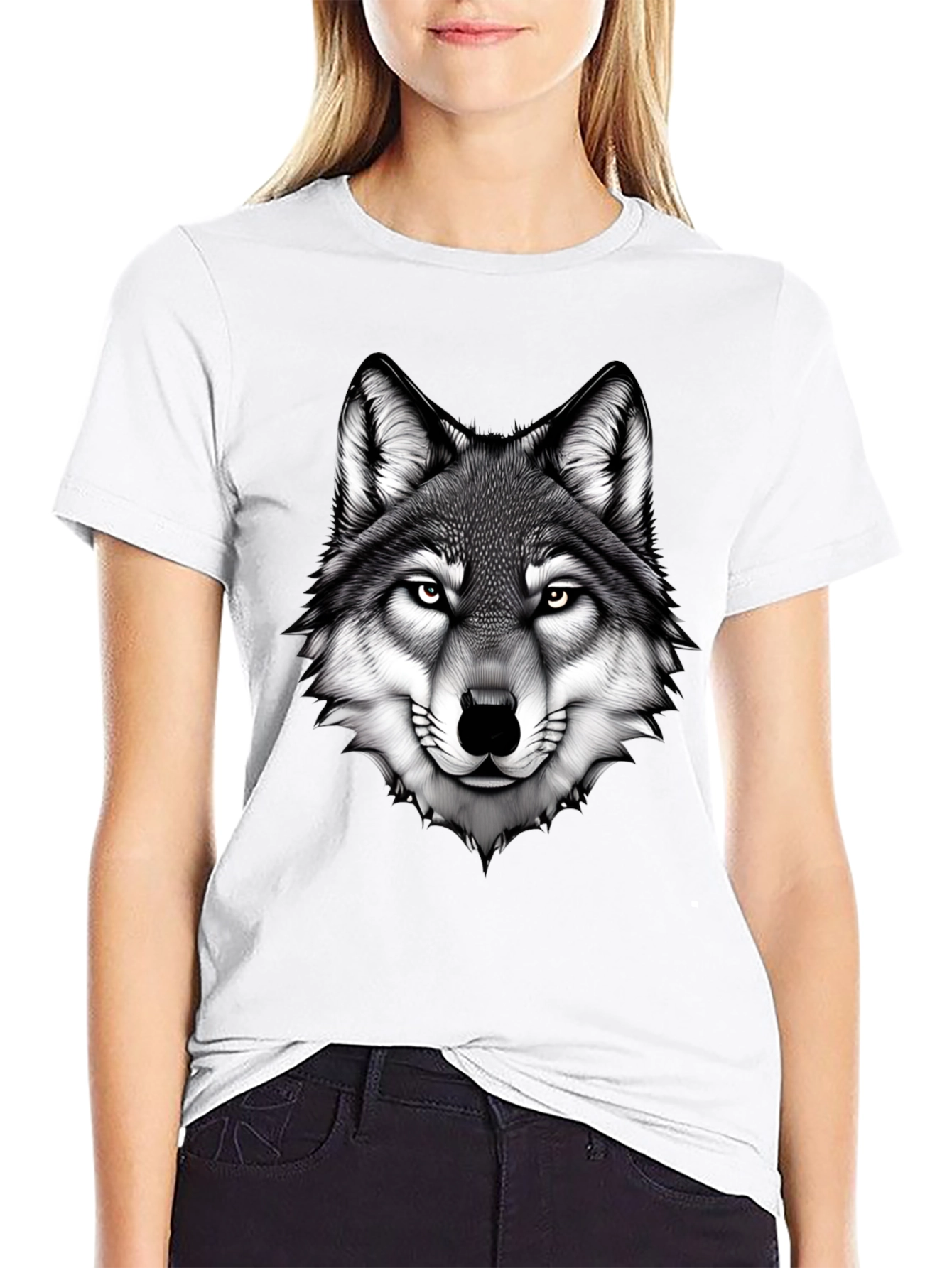 Wolf Graphic Tee - Bold Animal Print Black T-Shirt