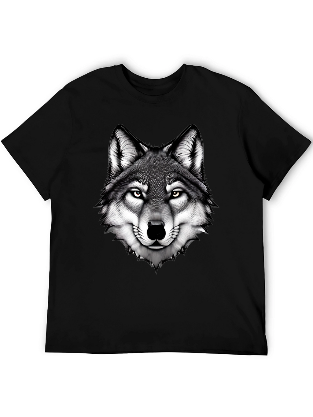 Wolf Graphic Tee - Bold Animal Print Black T-Shirt