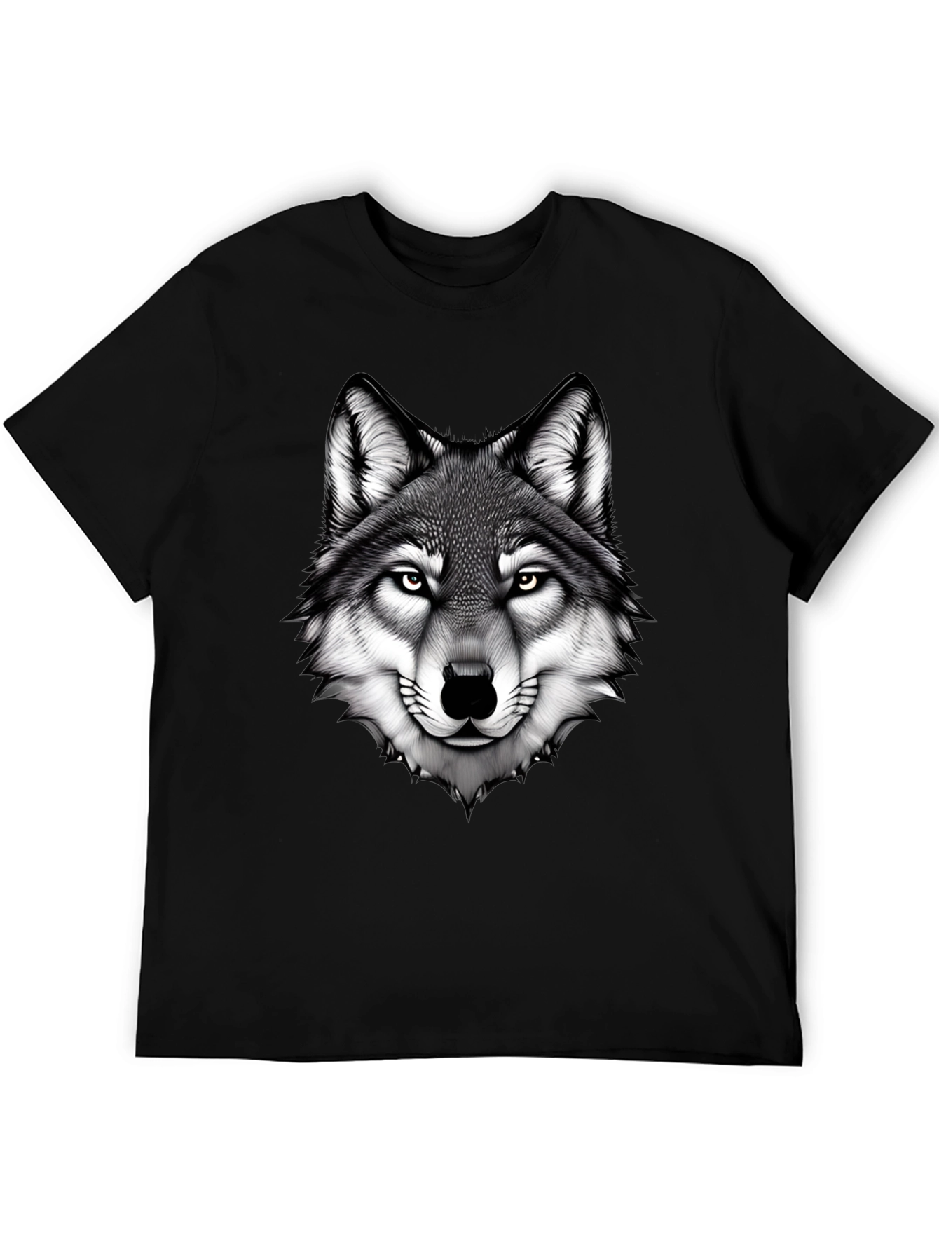 Wolf Graphic Tee - Bold Animal Print Black T-Shirt
