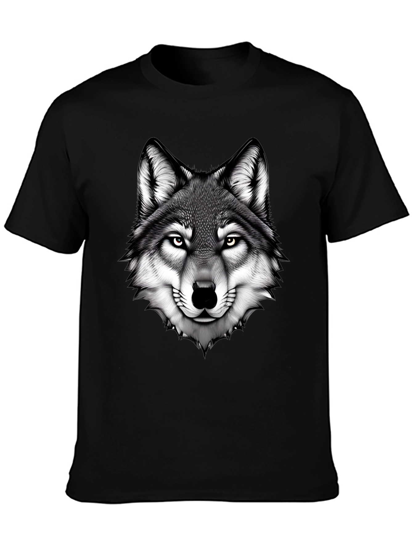 Wolf Graphic Tee - Bold Animal Print Black T-Shirt