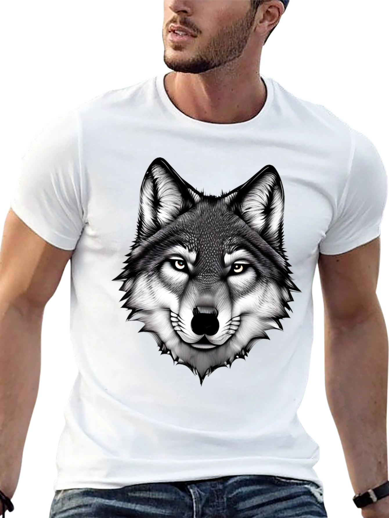 Wolf Graphic Tee - Bold Animal Print Black T-Shirt
