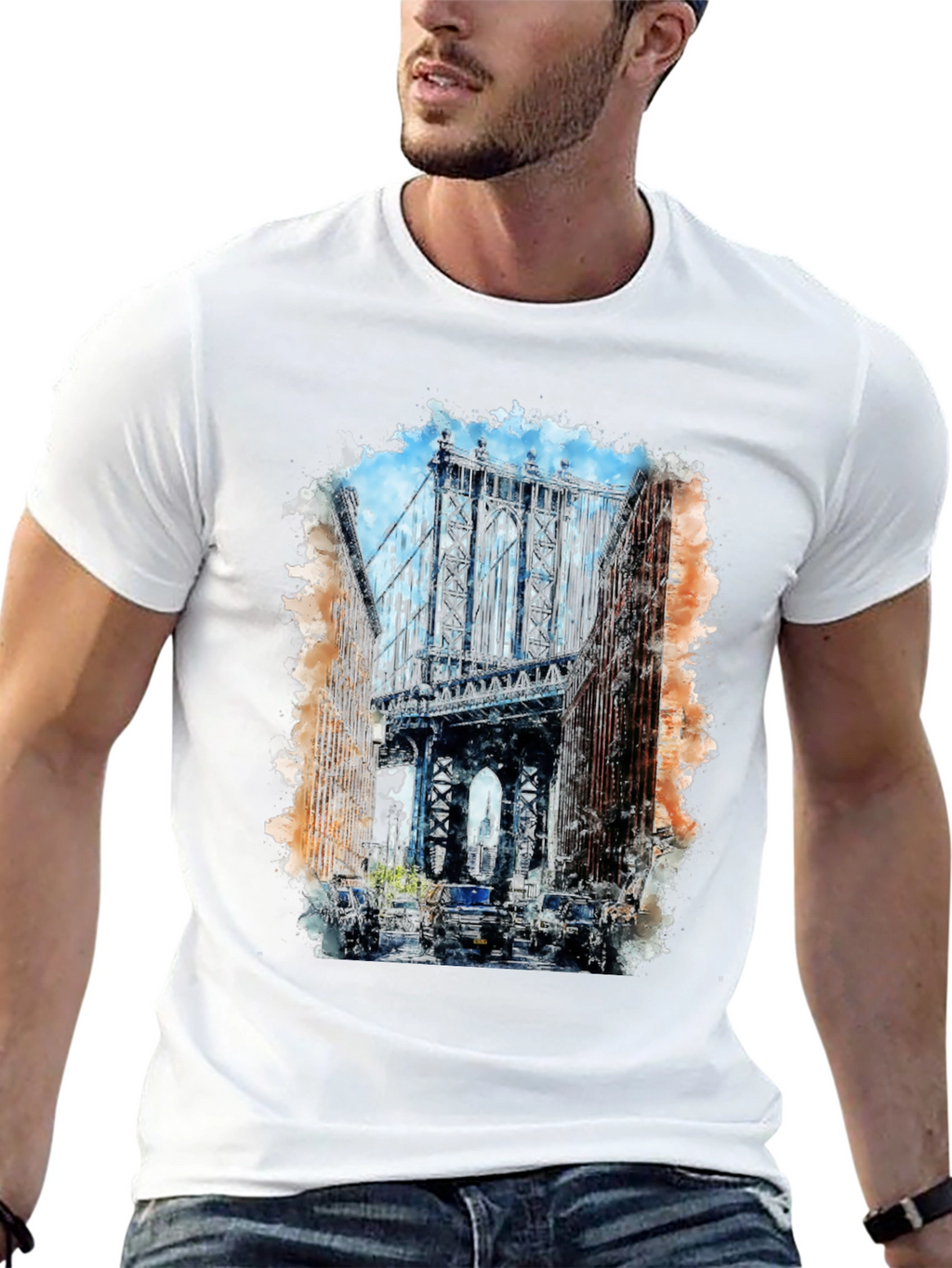 Watercolor Bridge Graphic T-Shirt