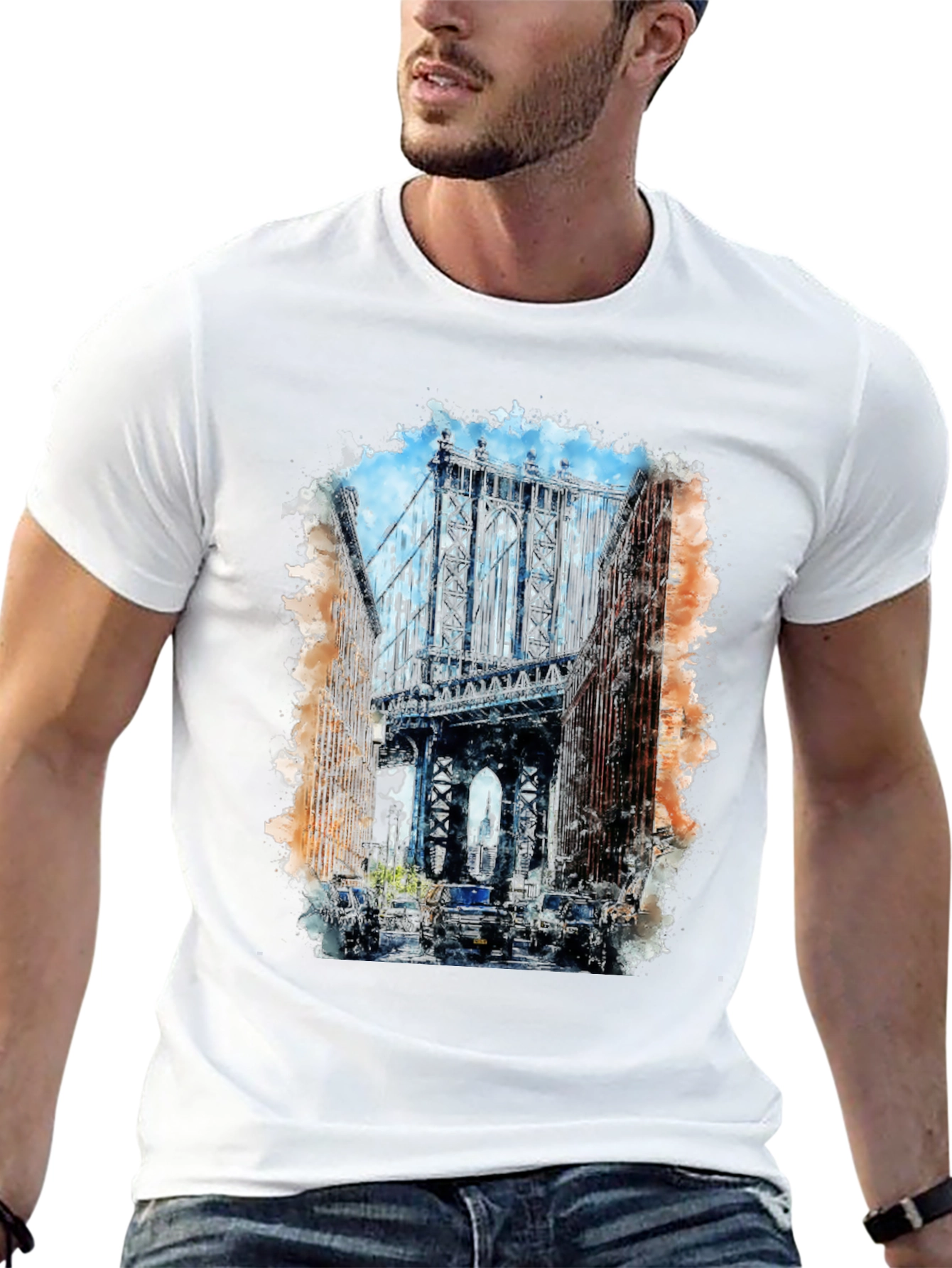 Watercolor Bridge Graphic T-Shirt