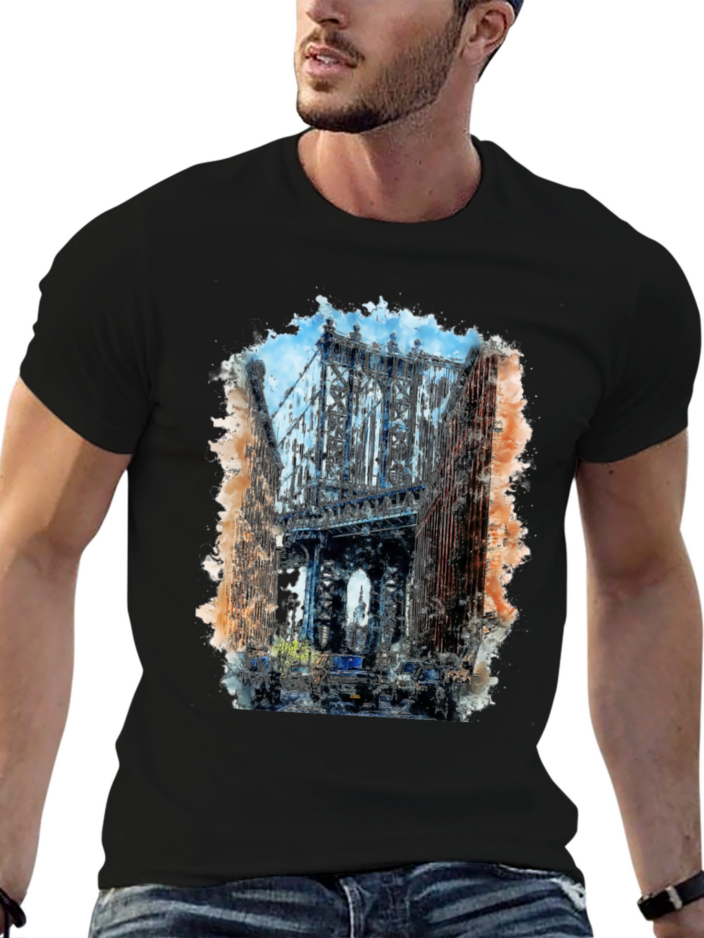 Watercolor Bridge Graphic T-Shirt