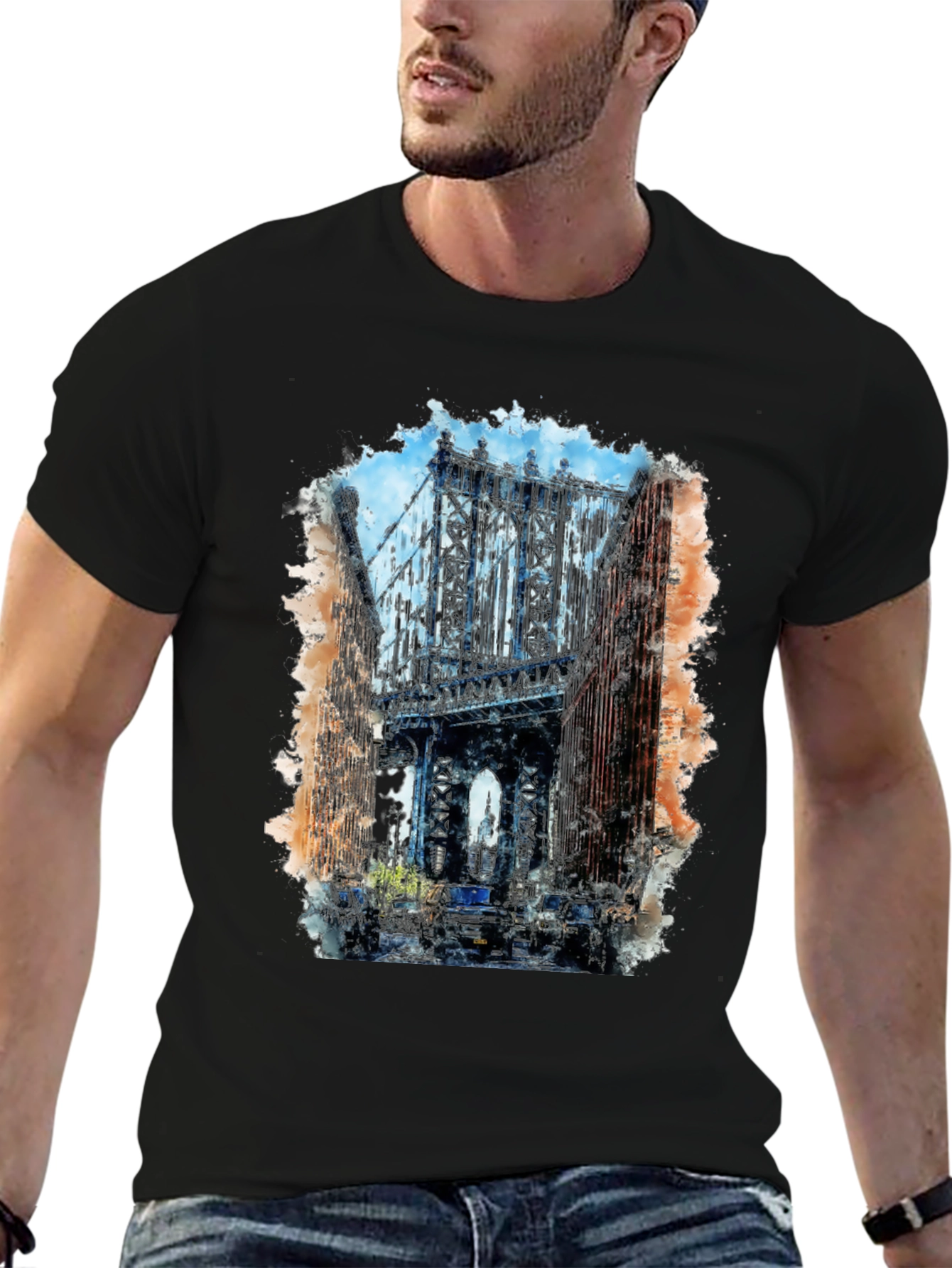 Watercolor Bridge Graphic T-Shirt