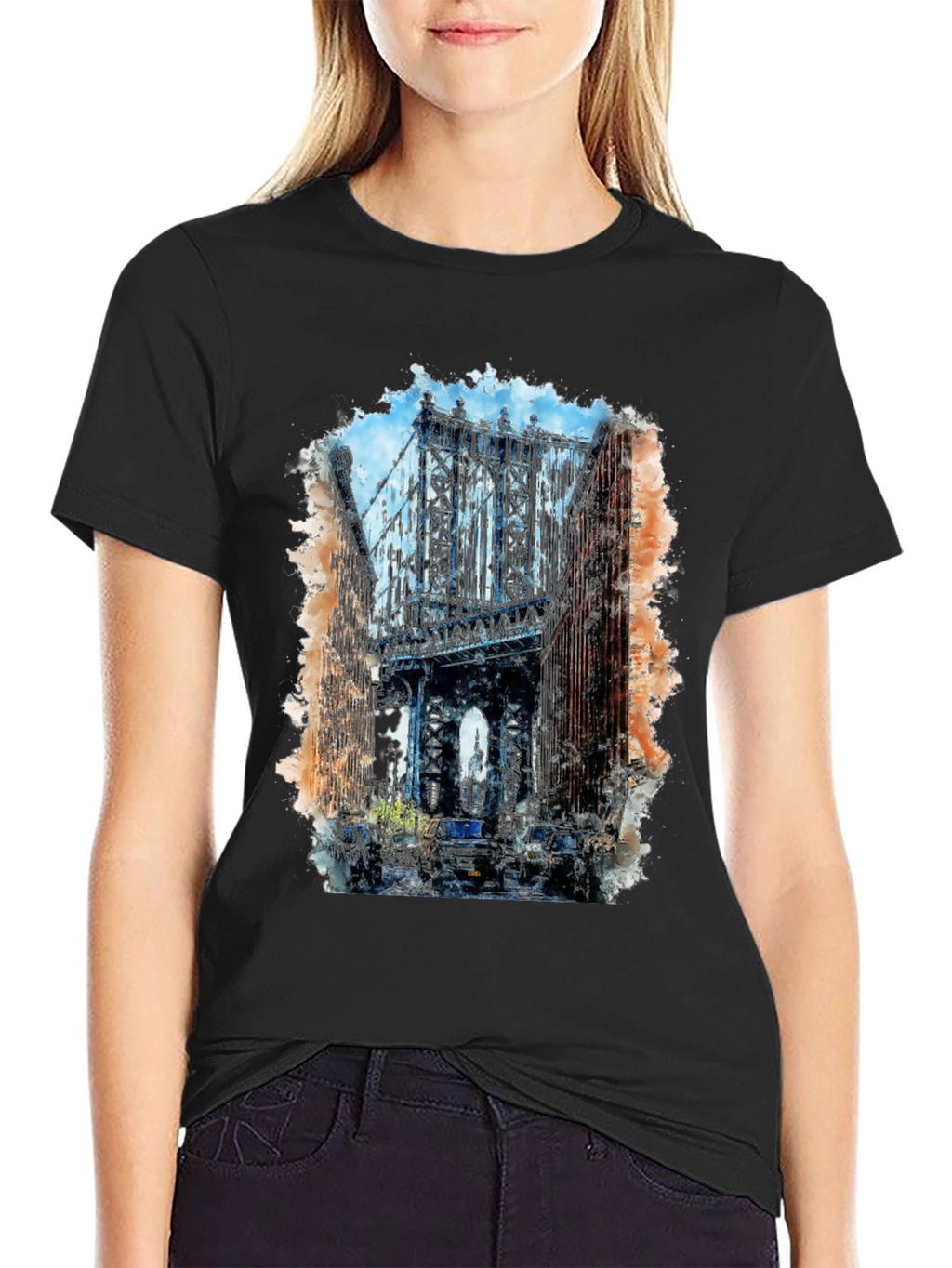 Watercolor Bridge Graphic T-Shirt