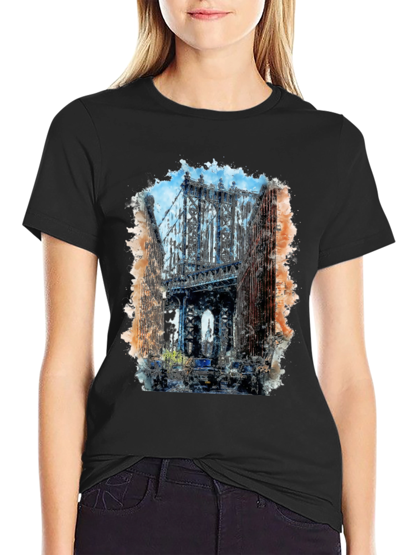 Watercolor Bridge Graphic T-Shirt