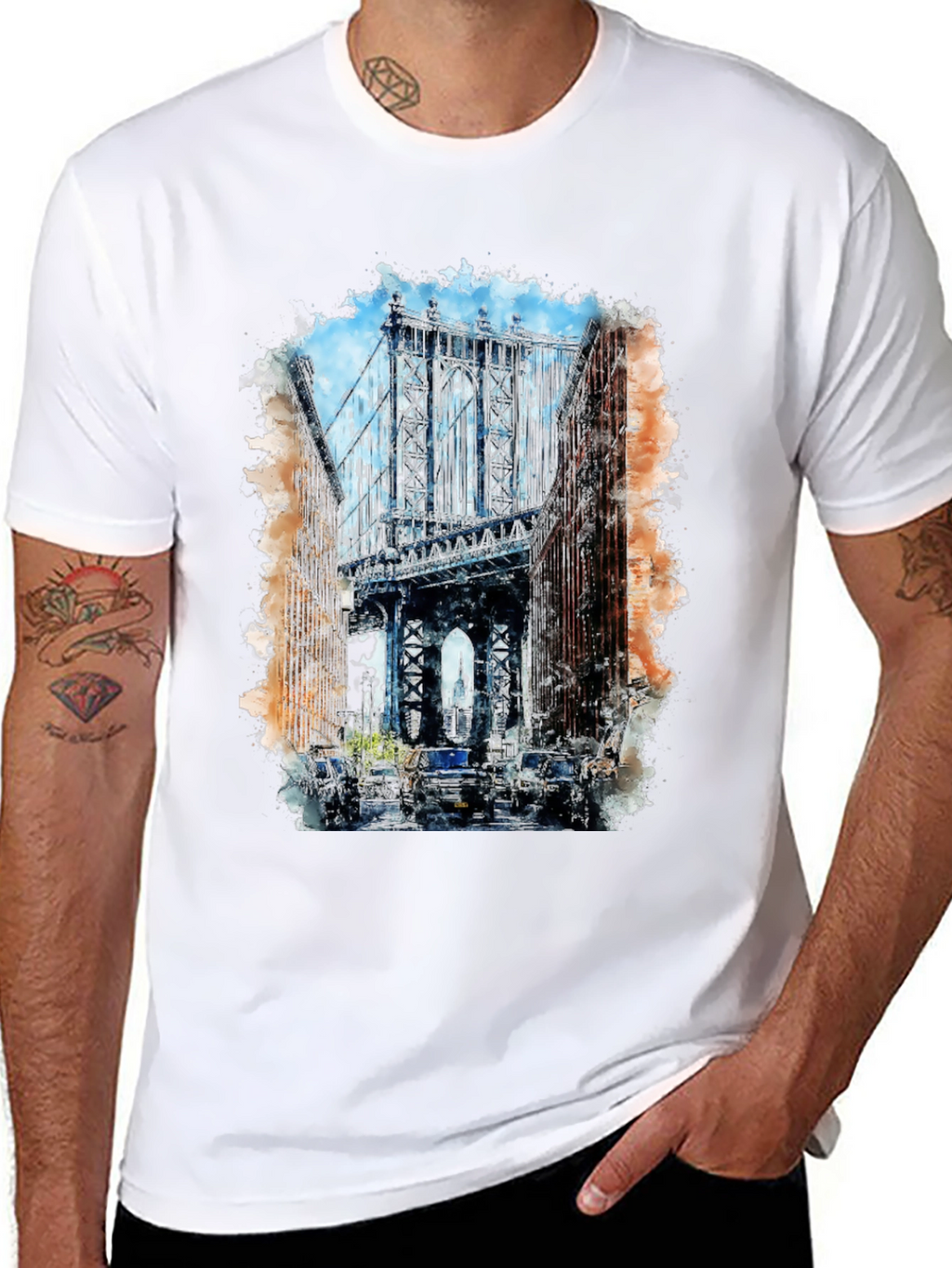 Watercolor Bridge Graphic T-Shirt