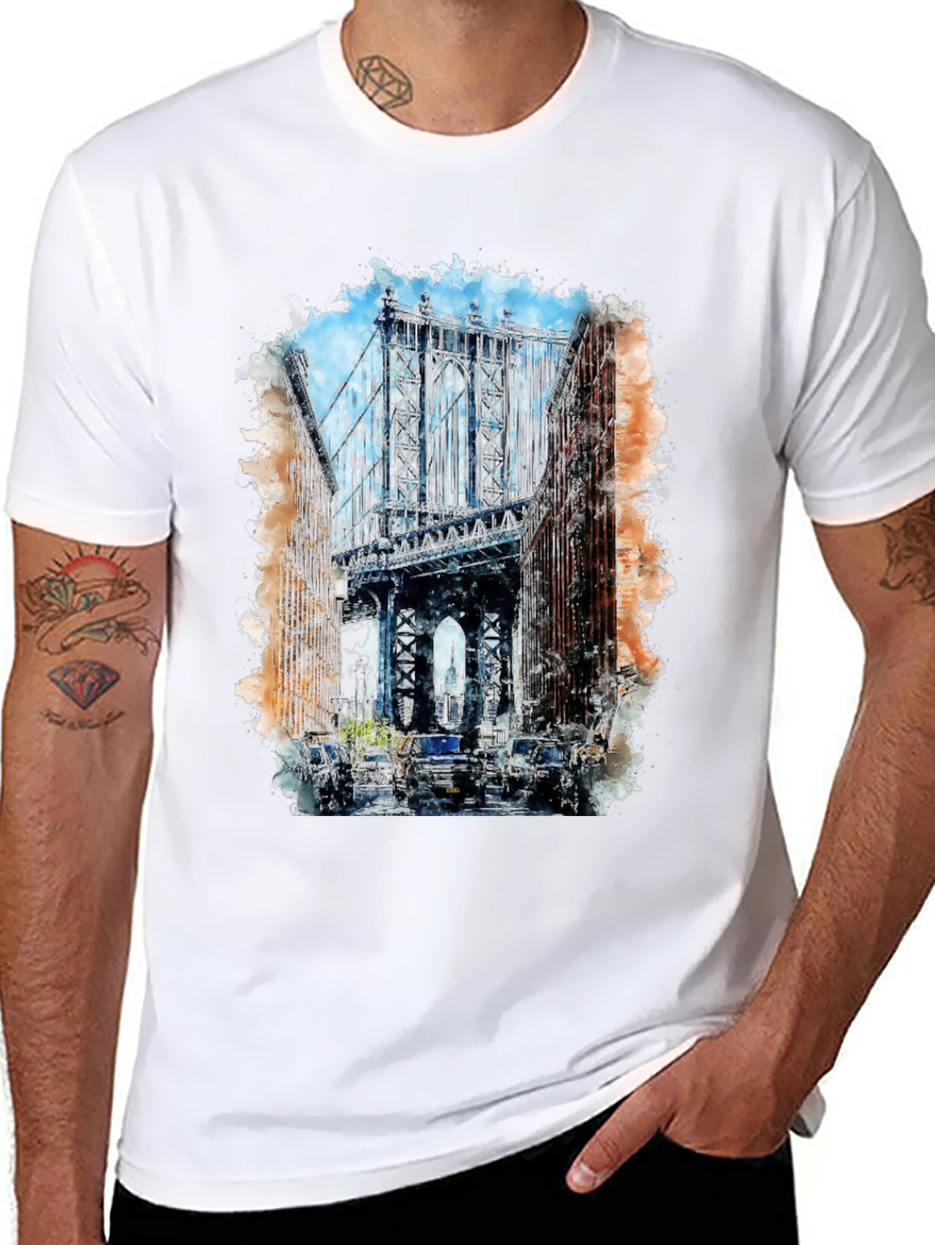 Watercolor Bridge Graphic T-Shirt