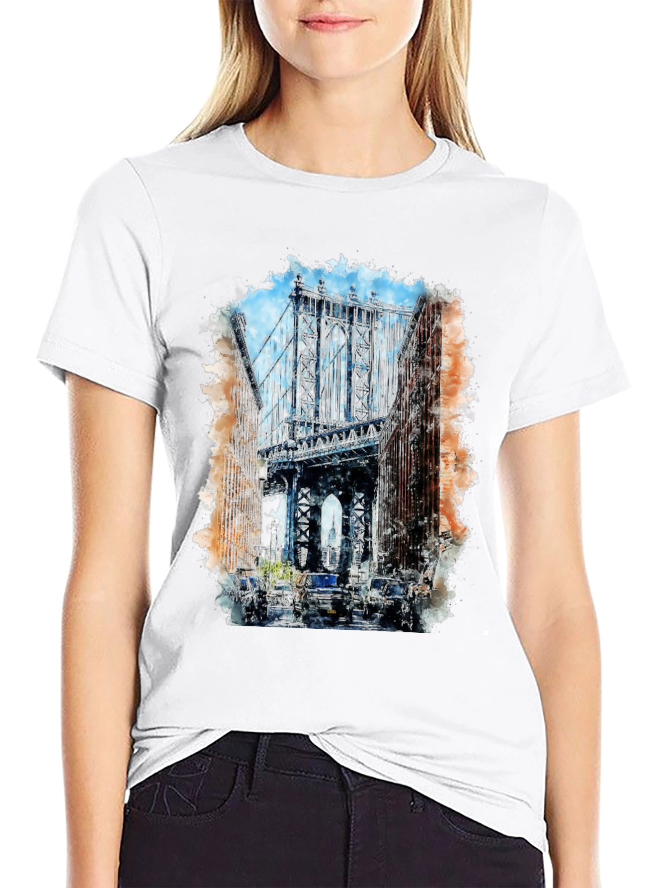 Watercolor Bridge Graphic T-Shirt