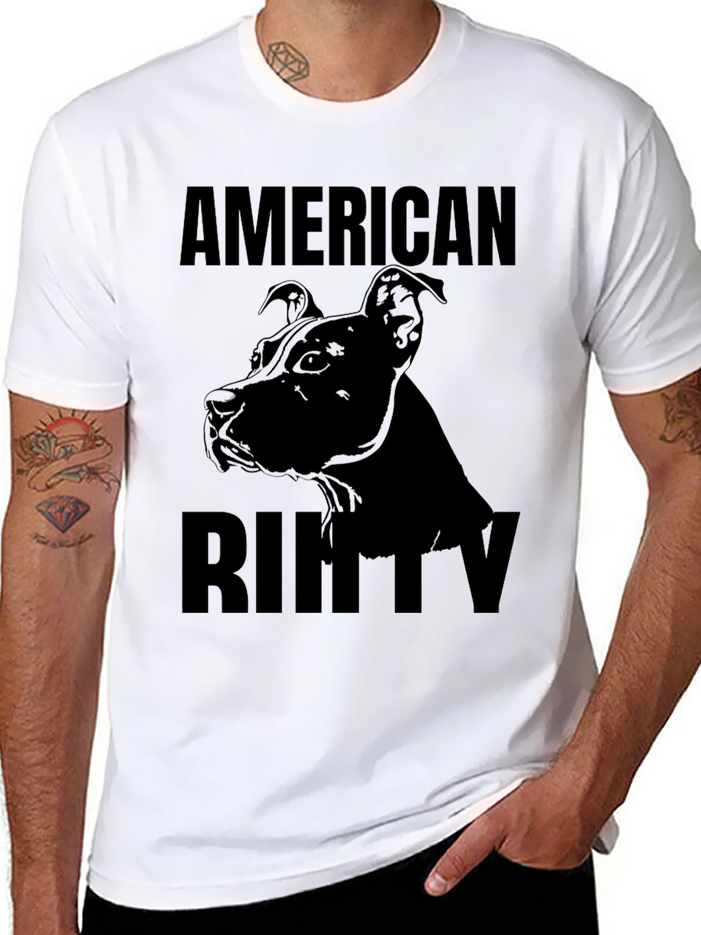 American Bully Dog Graphic Tee - Black Cotton T-Shirt