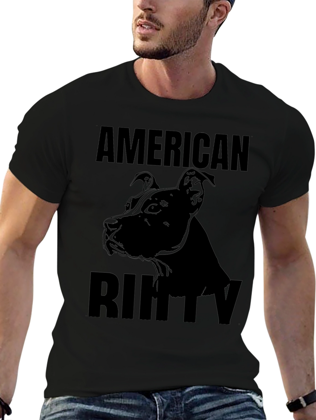 American Bully Dog Graphic Tee - Black Cotton T-Shirt
